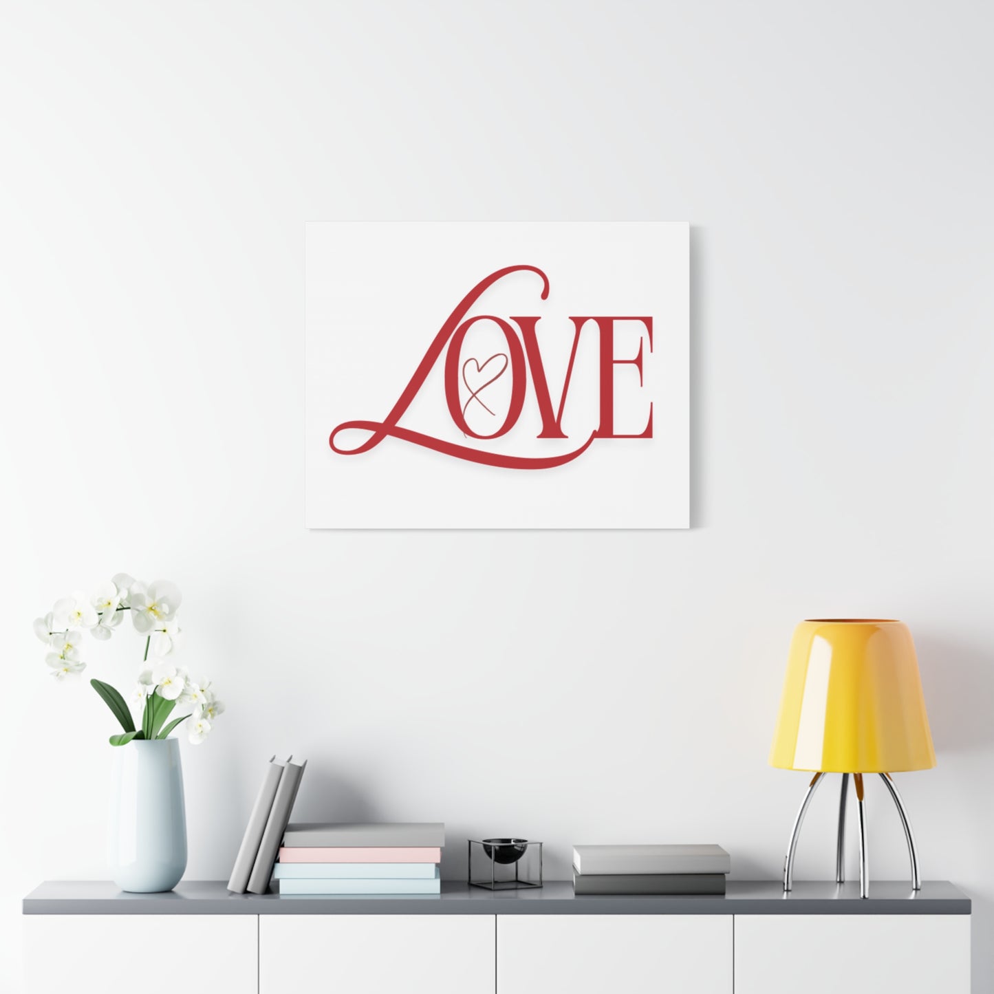 Red Script LOVE with Heart Canvas