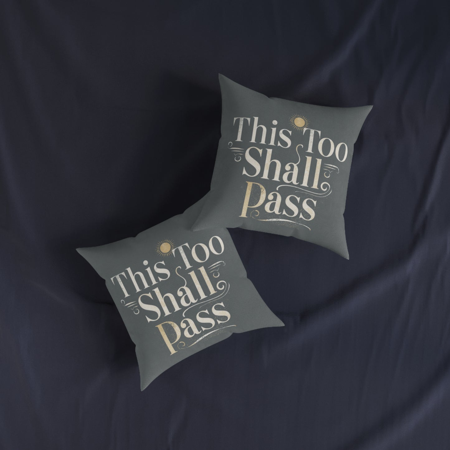 This Too Shall Pass script | Square Pillow, vintage hand-lettered calming throw pillow