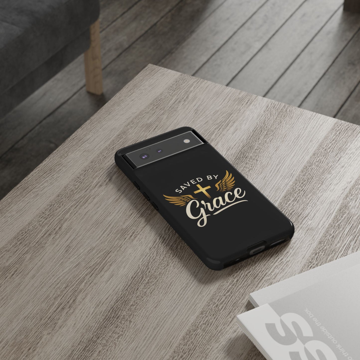 Christian Phone Case - Saved by Grace Design, Unique Gift for Believers, Inspirational Accessory, Stylish Christian Decor