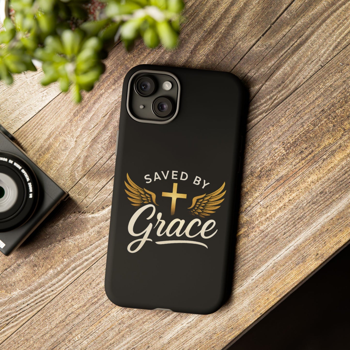 Christian Phone Case - Saved by Grace Design, Unique Gift for Believers, Inspirational Accessory, Stylish Christian Decor