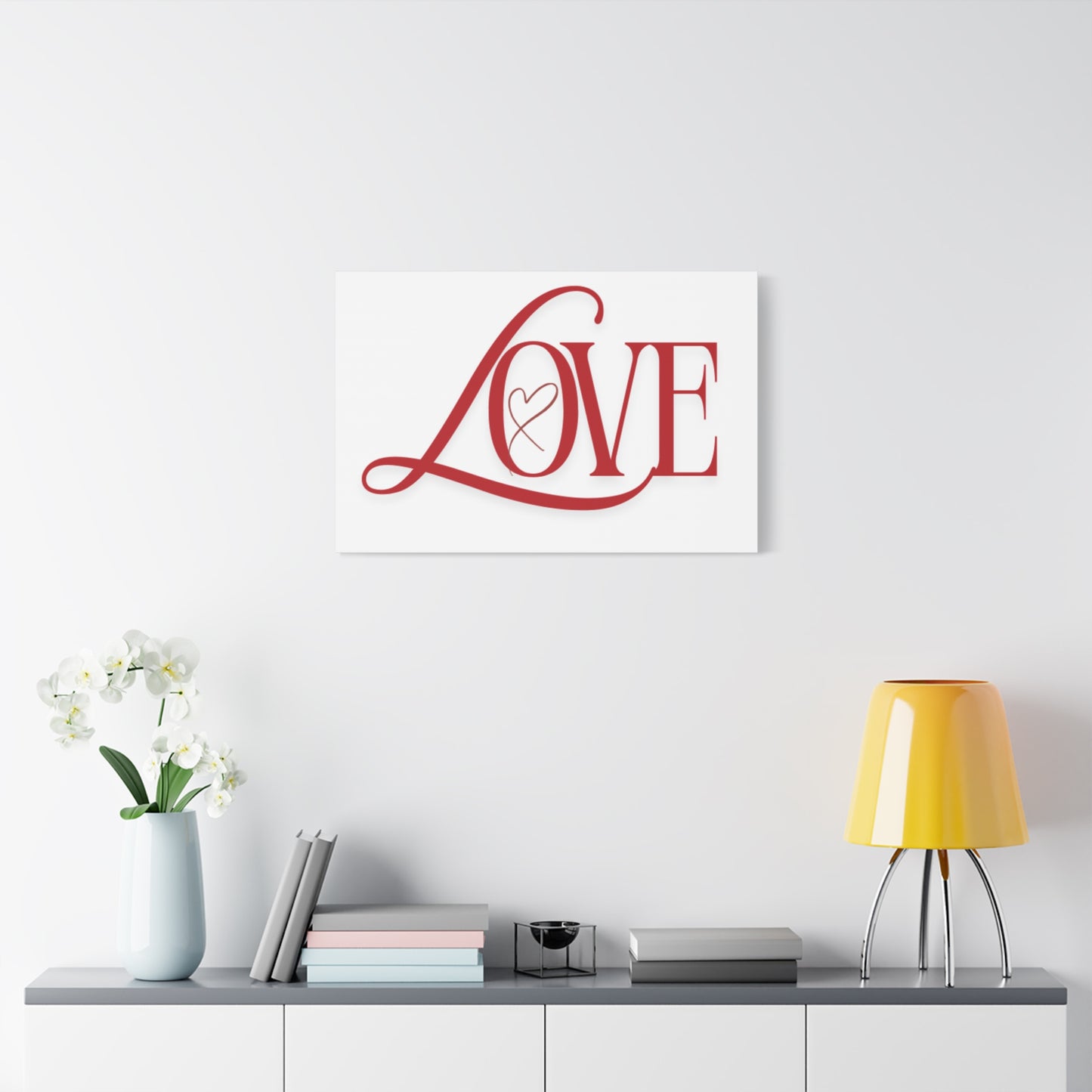 Red Script LOVE with Heart Canvas