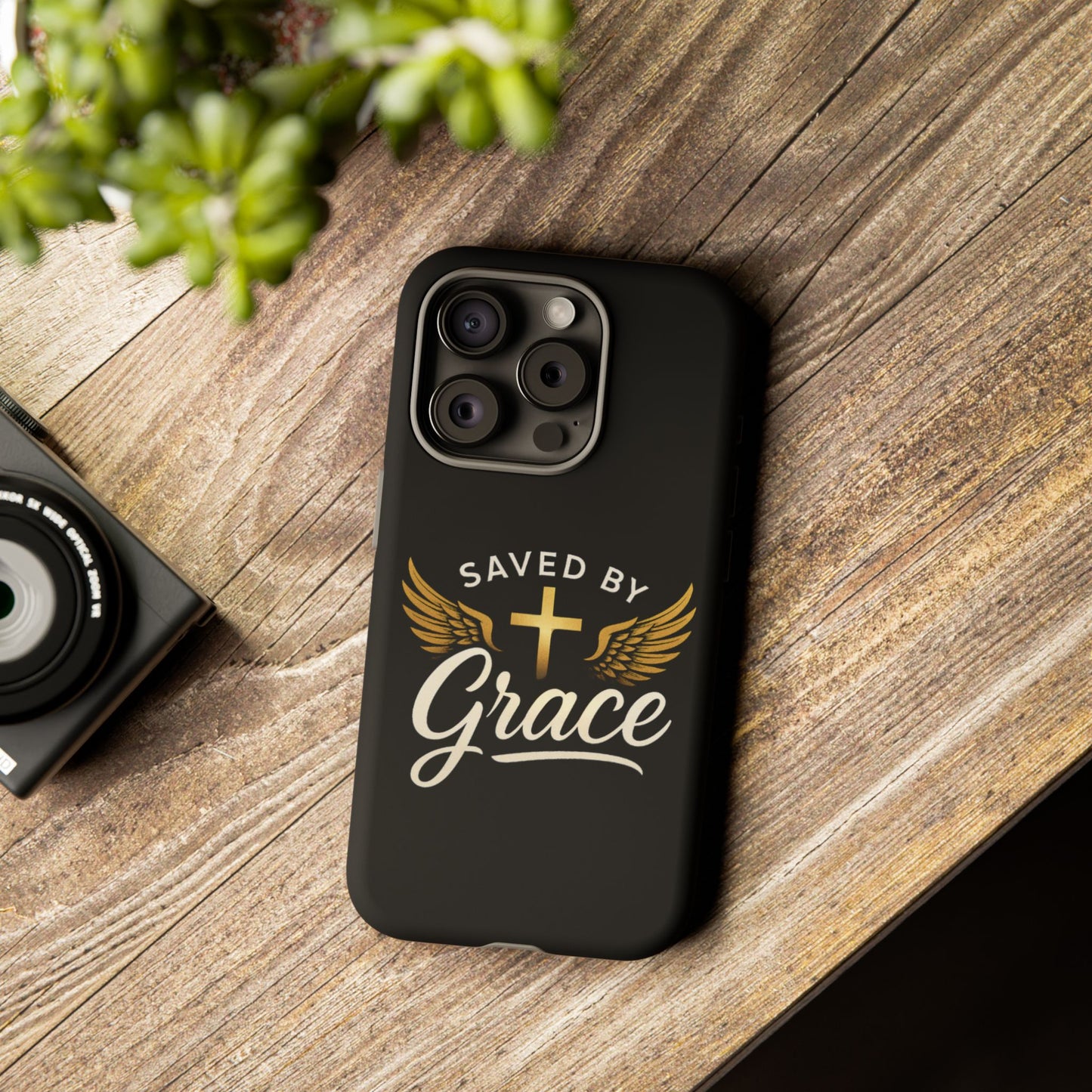 Christian Phone Case - Saved by Grace Design, Unique Gift for Believers, Inspirational Accessory, Stylish Christian Decor