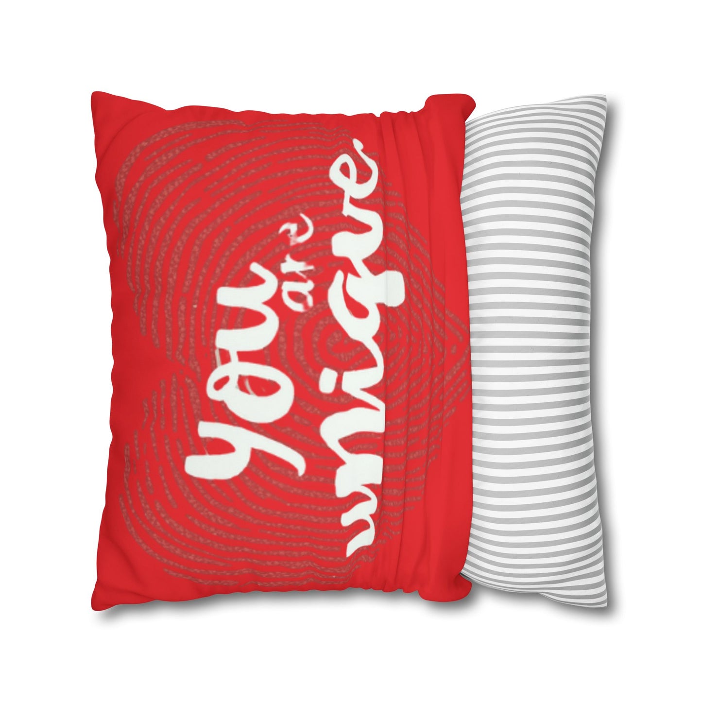 Hand-Lettered Message Red Pillowcase Square Poly Canvas Pillowcase | Bold Script Accent