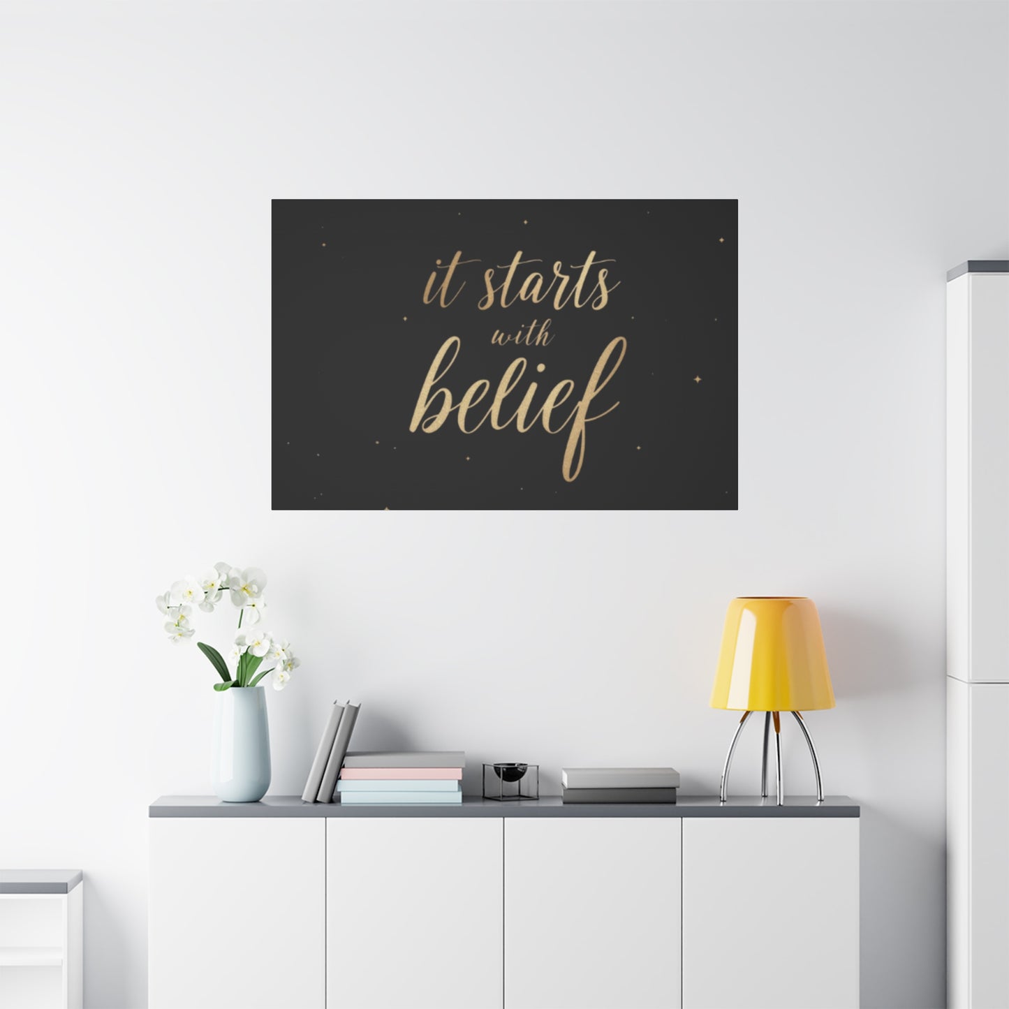 It Starts With Belief Canvas | Inspirational Wall Art, Matte Stretched Canvas