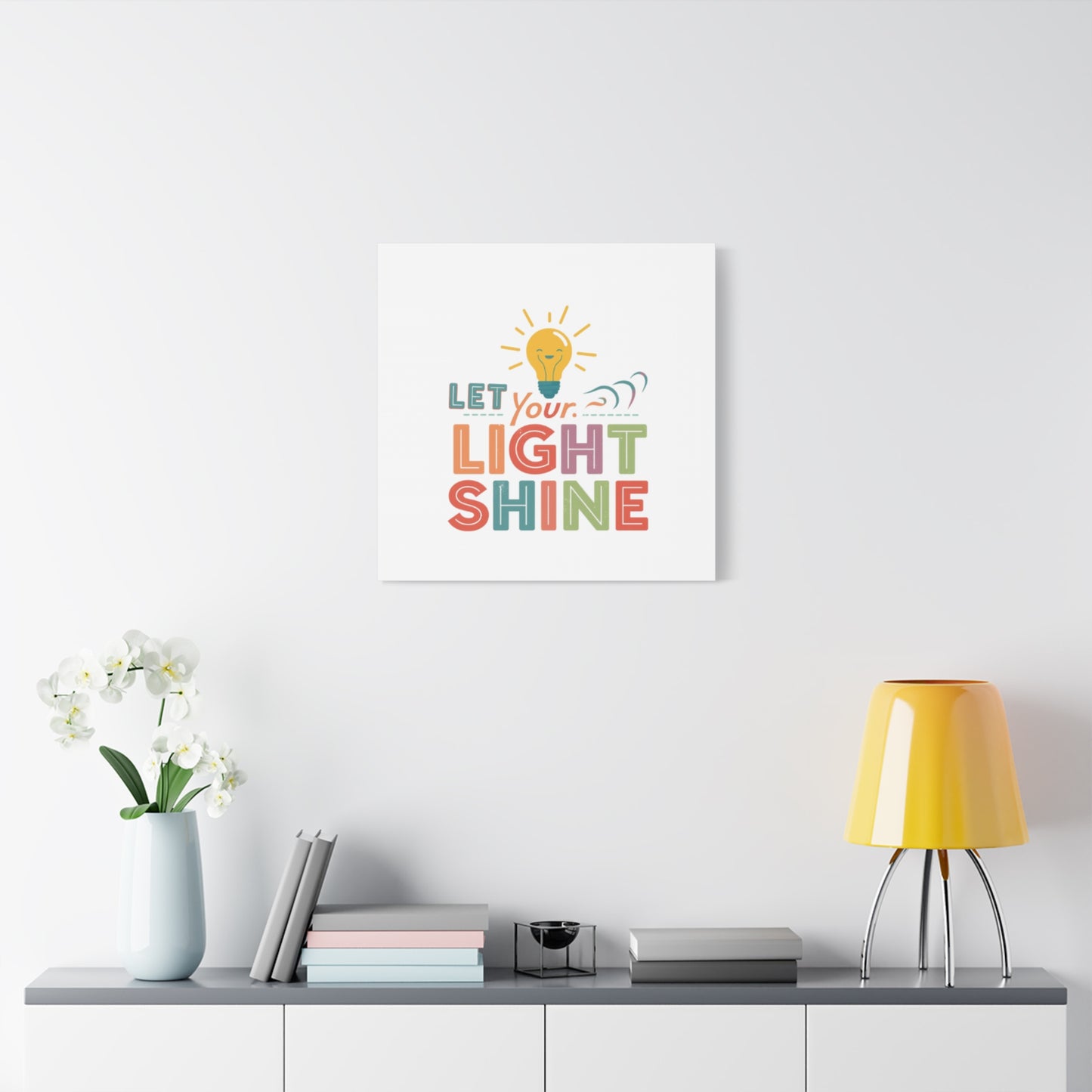 Let Your Light Shine Canvas Print | Smiling Lightbulb Wall Art