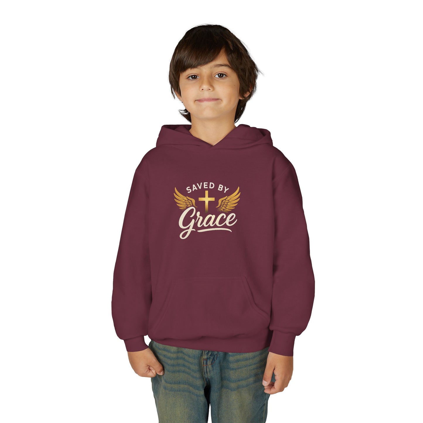Saved by Grace Youth Hoodie, Inspirational Sweatshirt, Christian Gift, Teen Apparel, Faith-Based Fashion, Hooded Sweatshirt