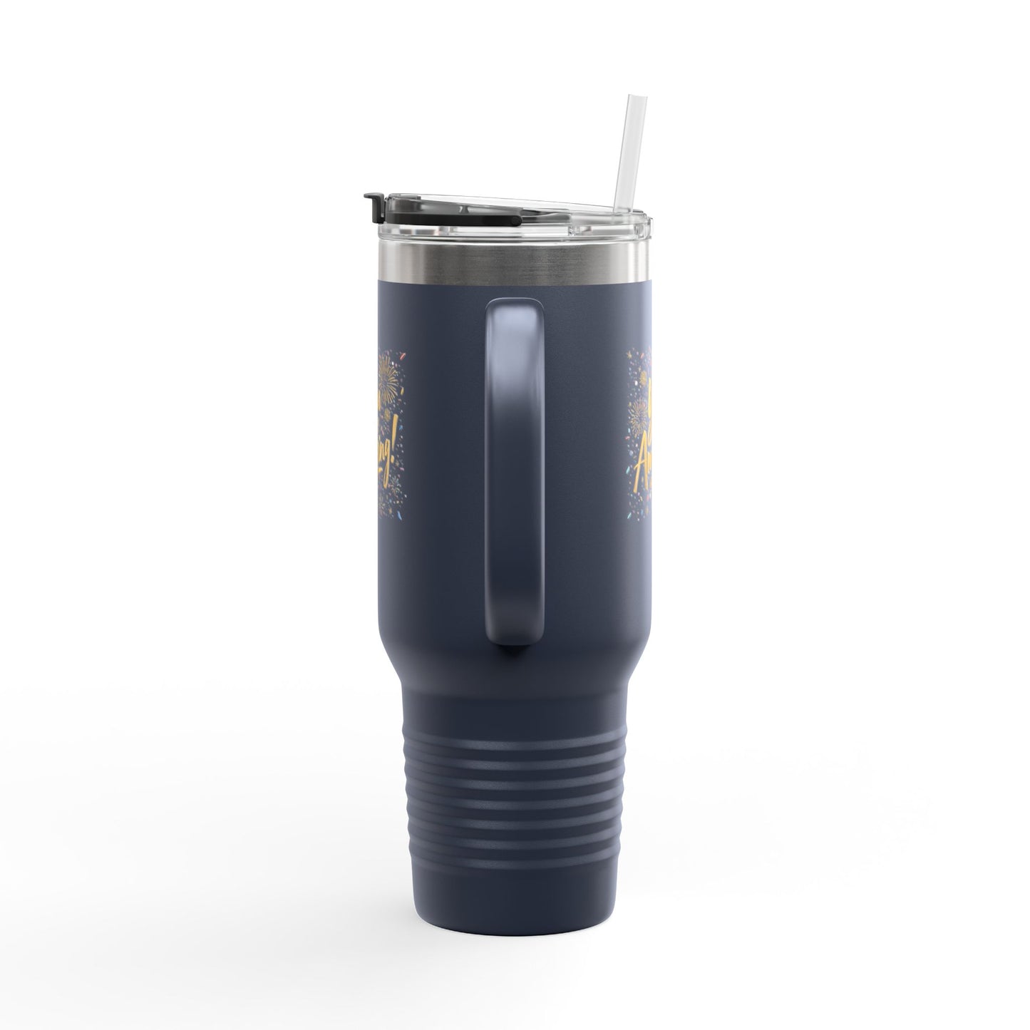 Insulated 40oz Travel Mug, Matte Powder-Coated Stainless Steel | Ergonomic Handle, Leak-Resistant Lid