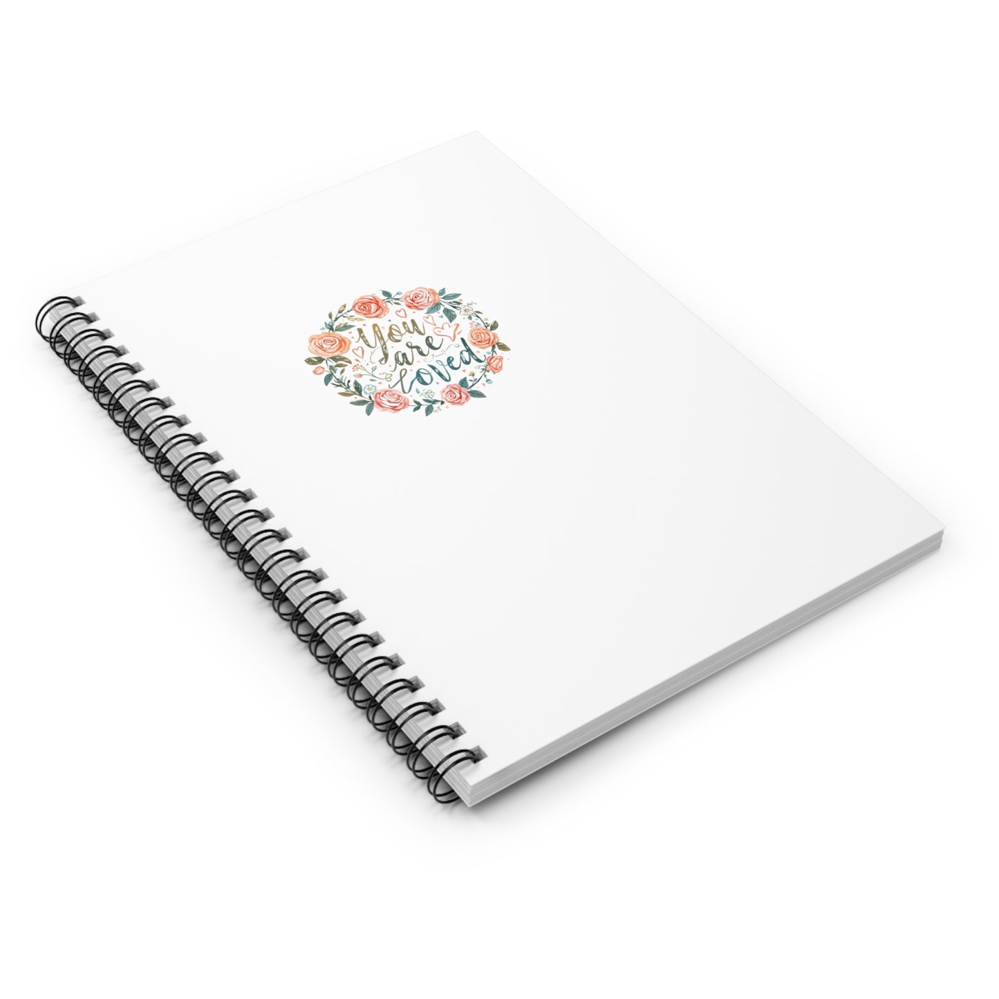 You Are Loved floral wreath Spiral Notebook | Ruled journal