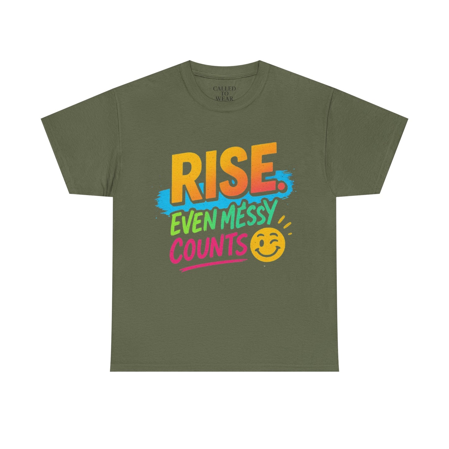 Rise Even Messy Counts Tee | Smiley Brushstroke Motivation