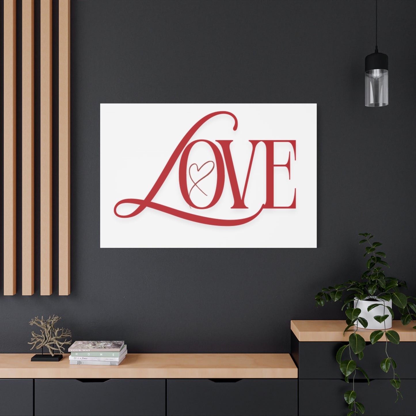 Red Script LOVE with Heart Canvas