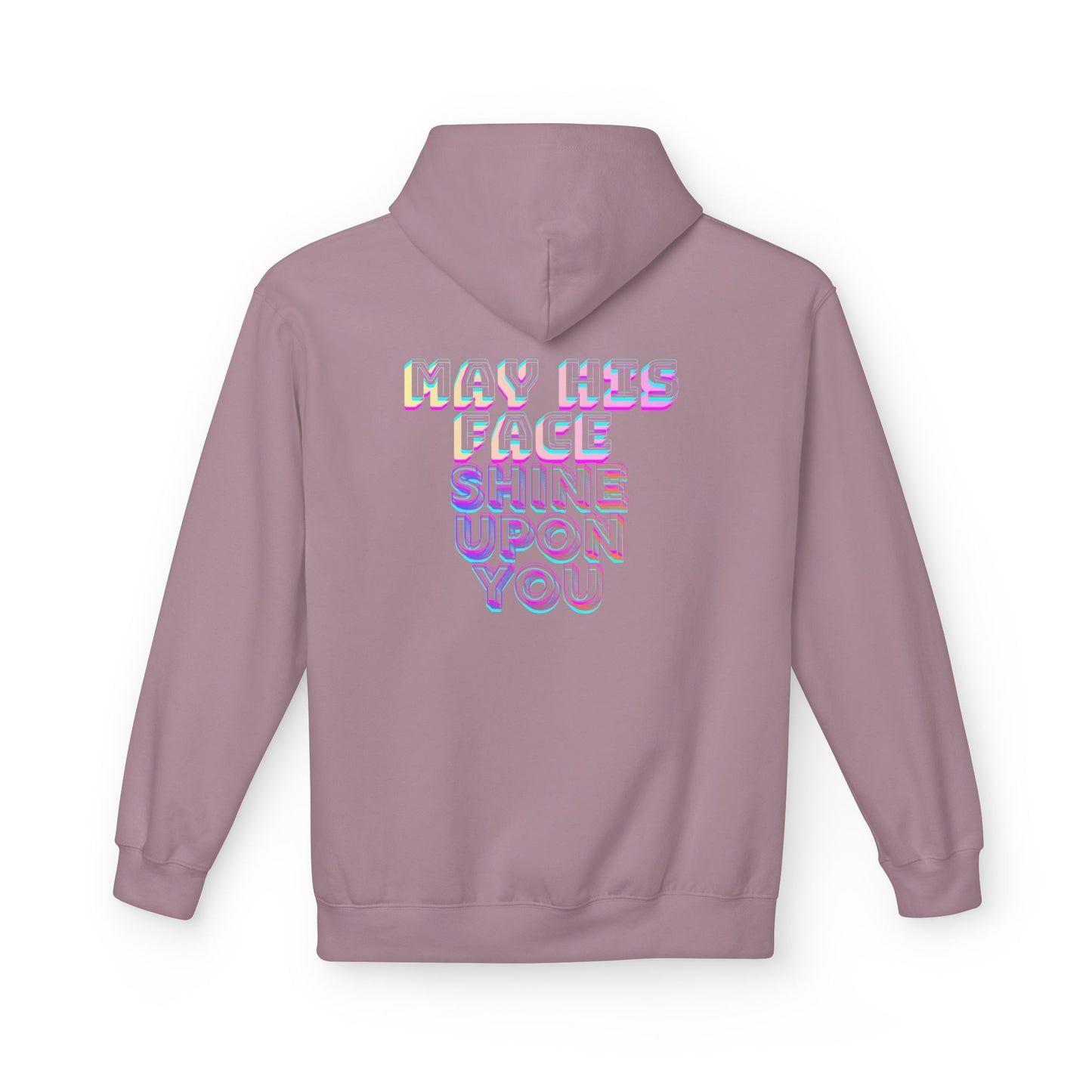 May His Face Shine Upon You Hoodie | Iridescent Lettering, Devotional Back Design