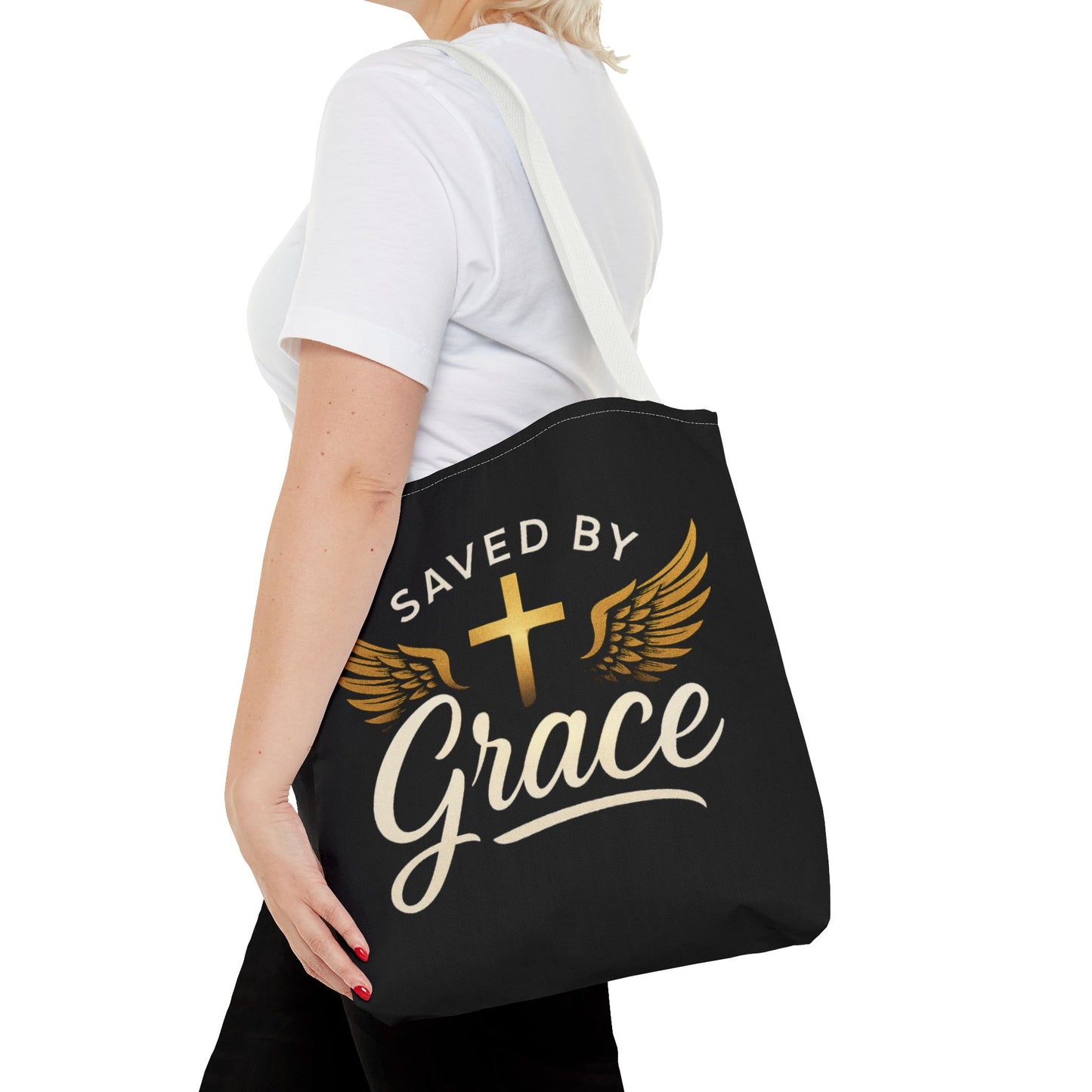 Saved by Grace Tote Bag | Inspirational Christian Gift for Faith, Spiritual Journey, Church Events, Everyday Use, Stylish Carryall