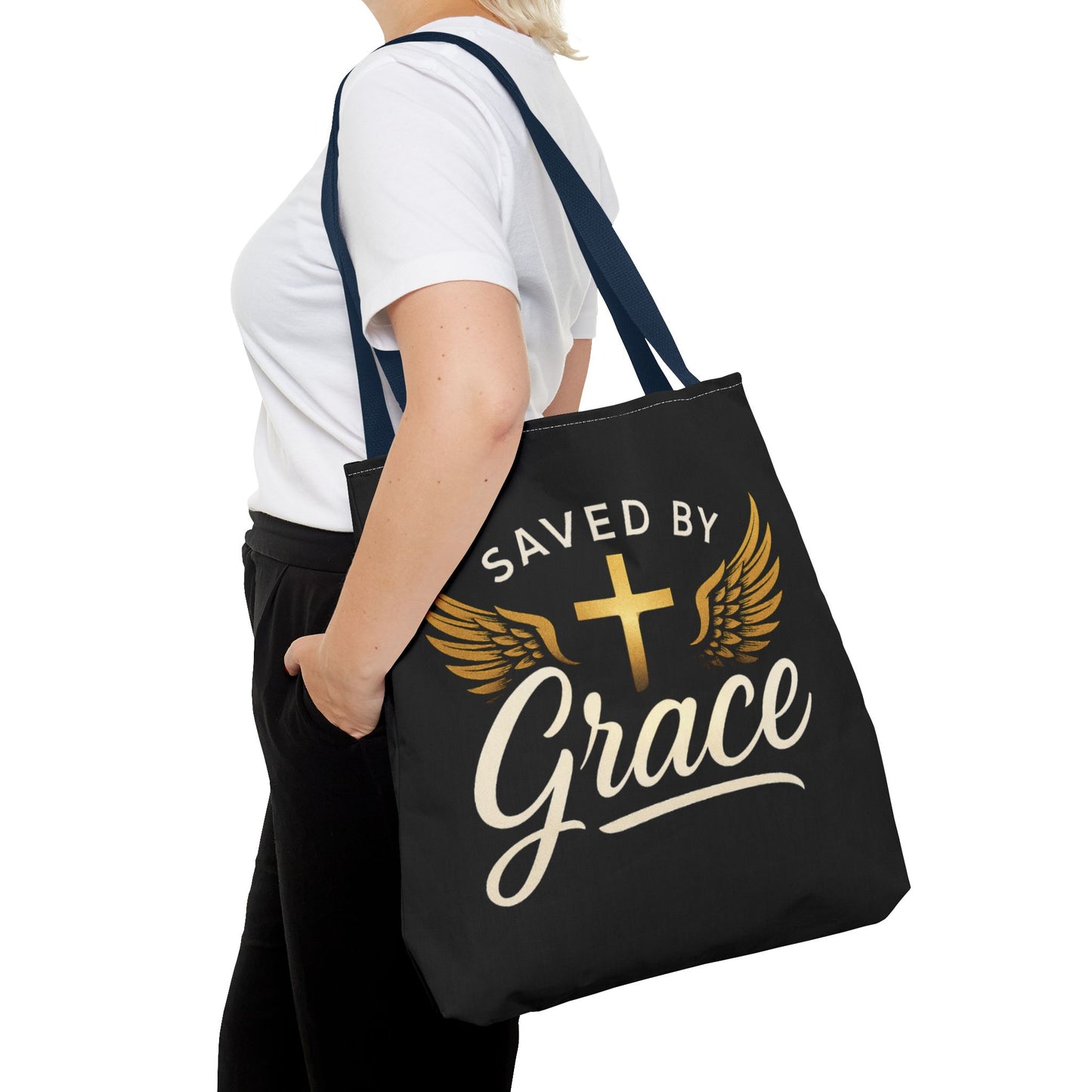 Saved by Grace Tote Bag | Inspirational Christian Gift for Faith, Spiritual Journey, Church Events, Everyday Use, Stylish Carryall