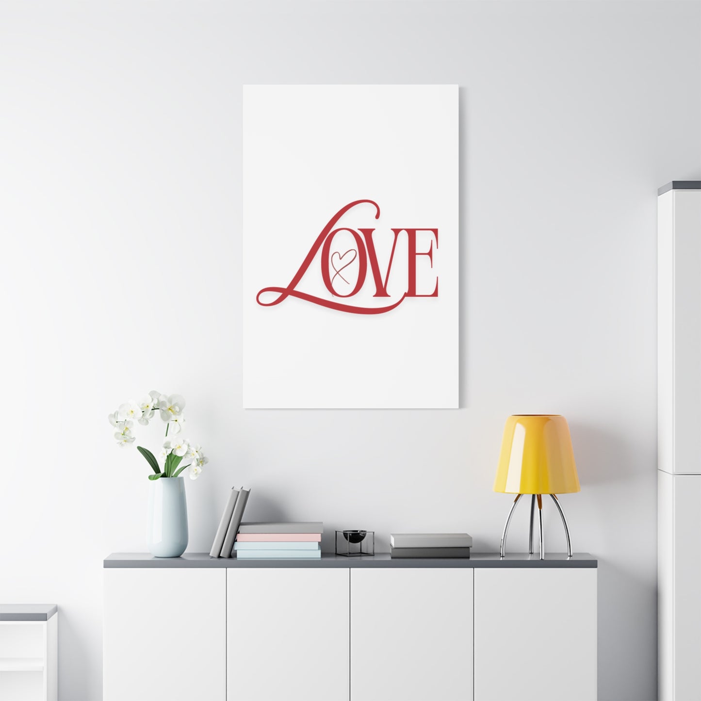Red Script LOVE with Heart Canvas