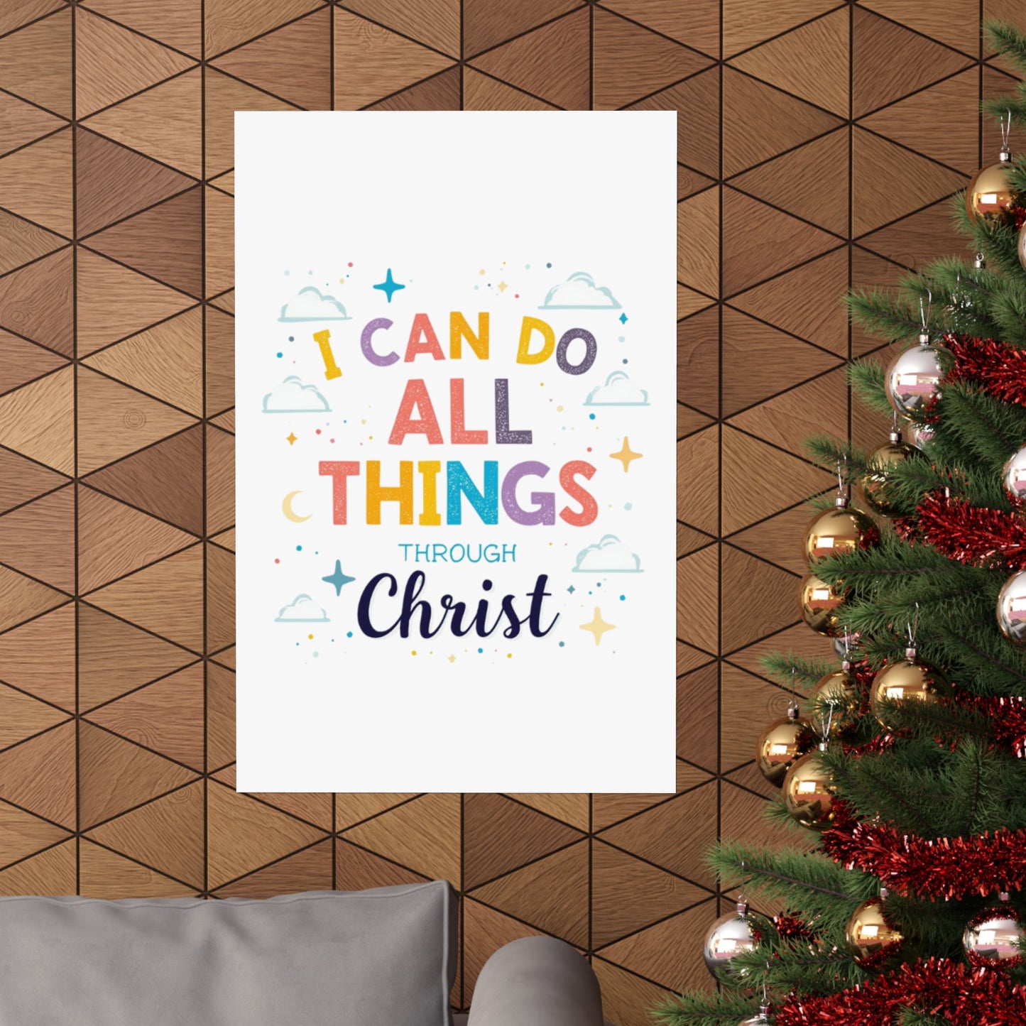 I Can Do All Things Through Christ Poster | Matte Vertical Inspirational Christian Wall Art