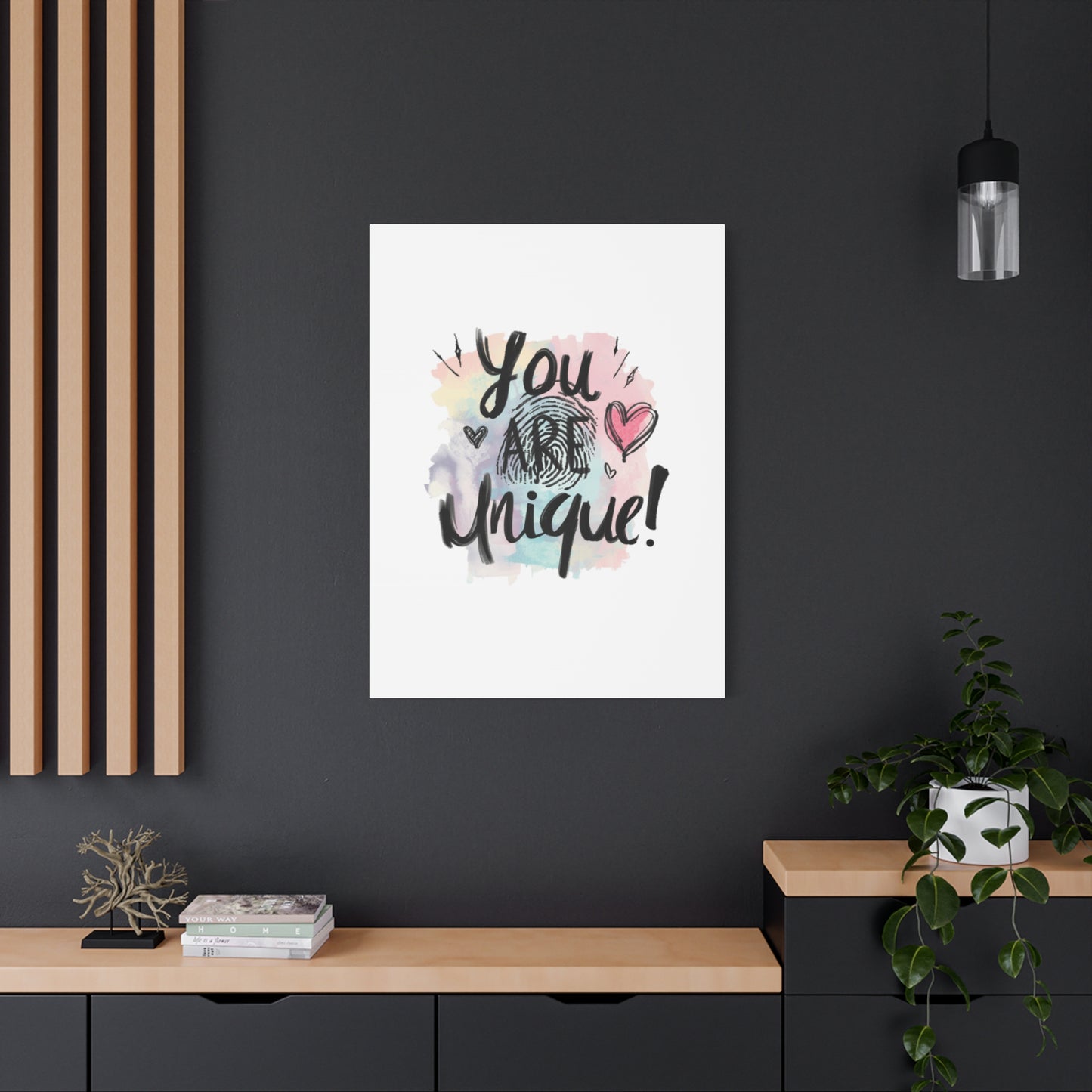 You Are Unique fingerprint heart canvas