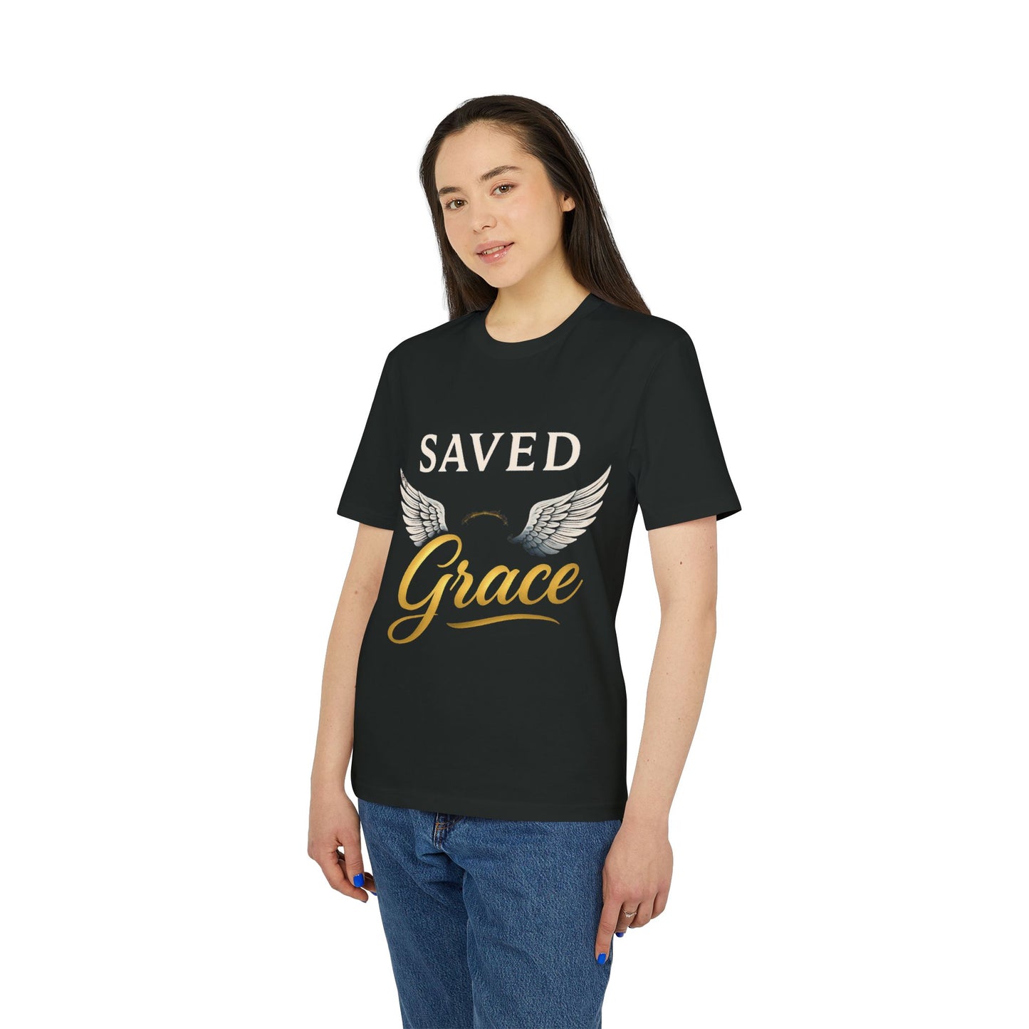 Faith Graphic T-Shirt - Saved Grace with Wings - Christian Gift