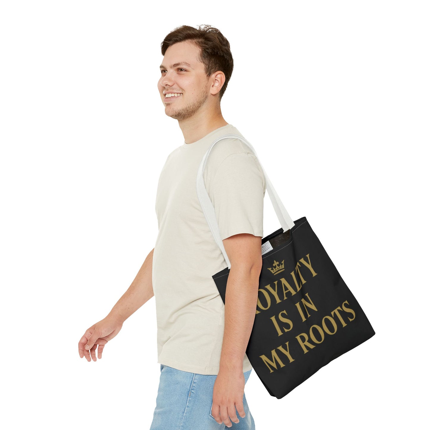 Royalty Is in My Roots Tote Bag - Stylish Eco-Friendly Carryall, Perfect Gift for Her, Black Gold Design, Daily Use, Travel Bag