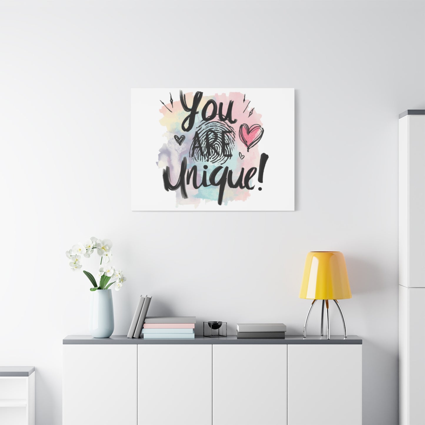 You Are Unique fingerprint heart canvas