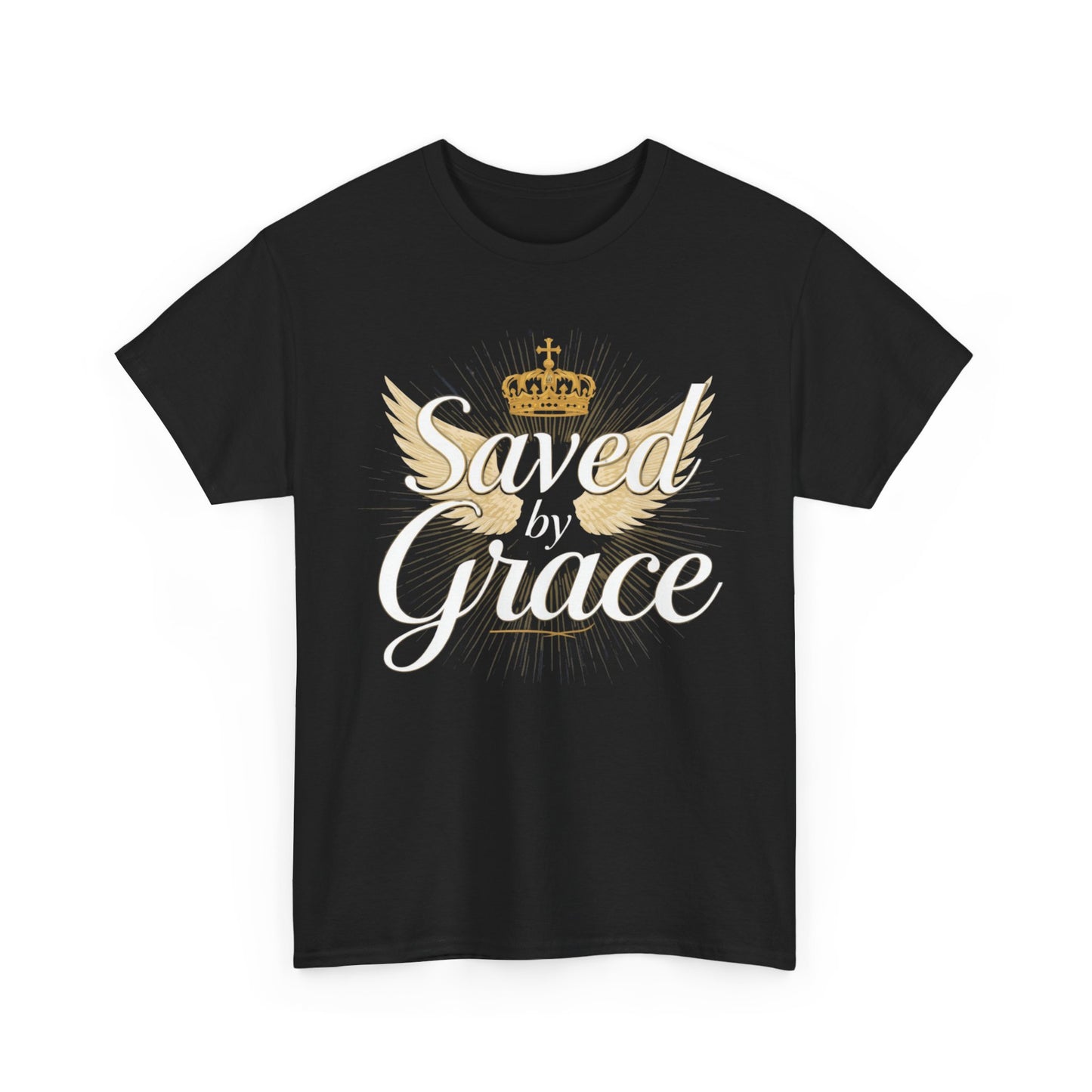 Saved by Grace tee | Christian crown and wings faith shirt