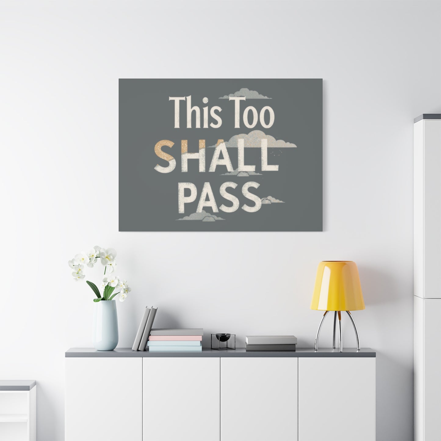 This Too Shall Pass Matte Canvas Print, Stretched Wall Art | Calming Hand-Lettered Typography