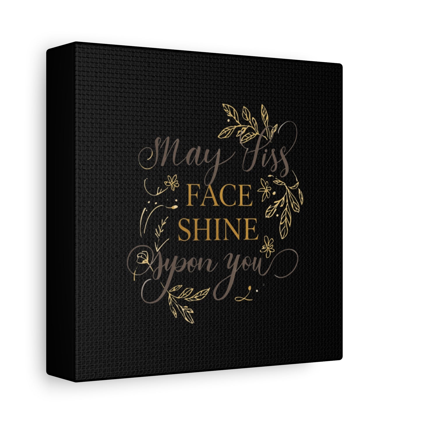 May His Face Shine Upon You Matte Canvas | Stretched Wall Art, Black Gold Botanical