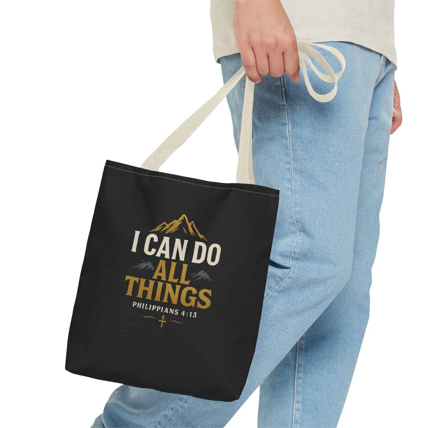 Inspirational Tote Bag with Philippians 4:13 - Motivational Gift for Encouragement, Faith, Bible Quotes, Everyday Use, Church