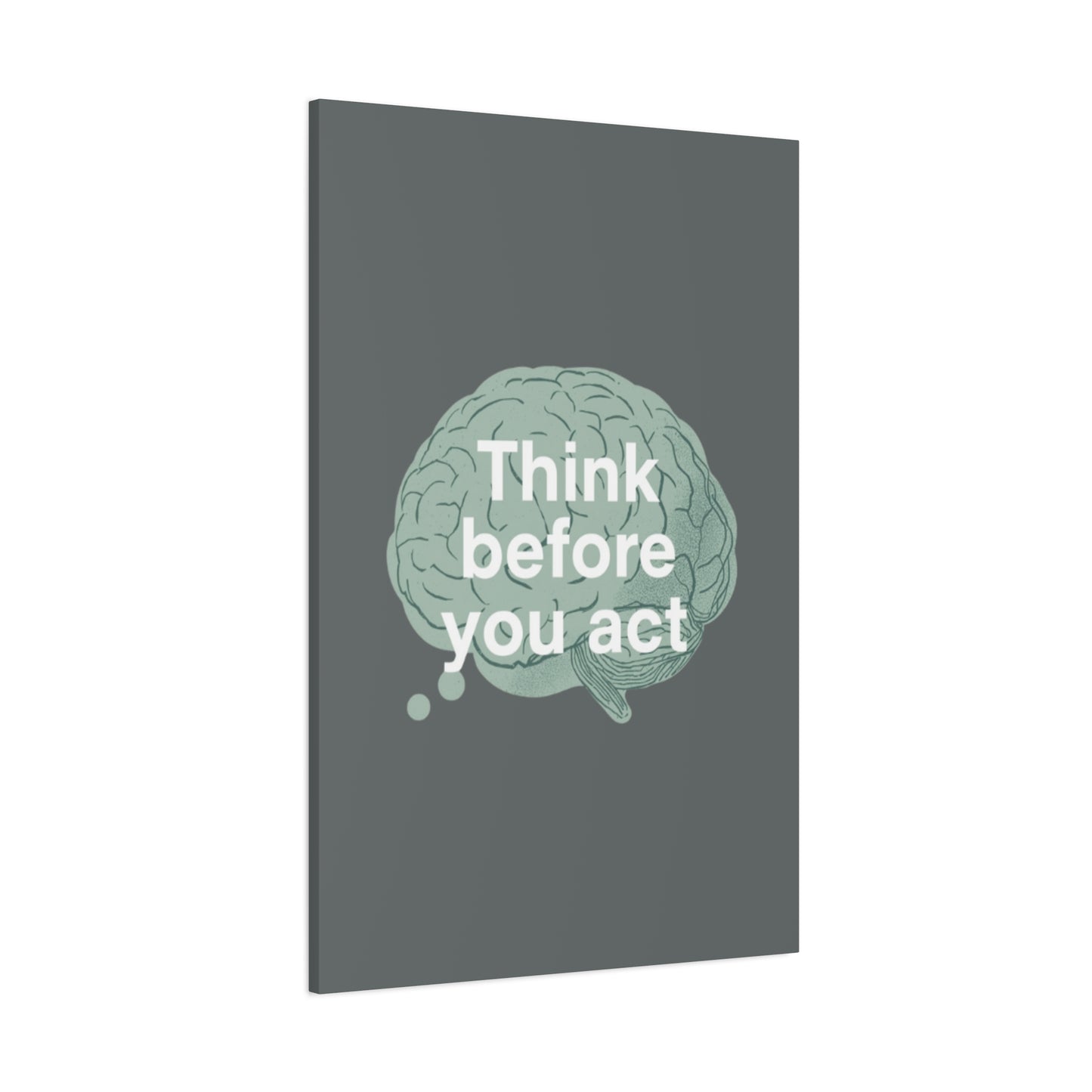 Think Before You Act brain illustration Canvas