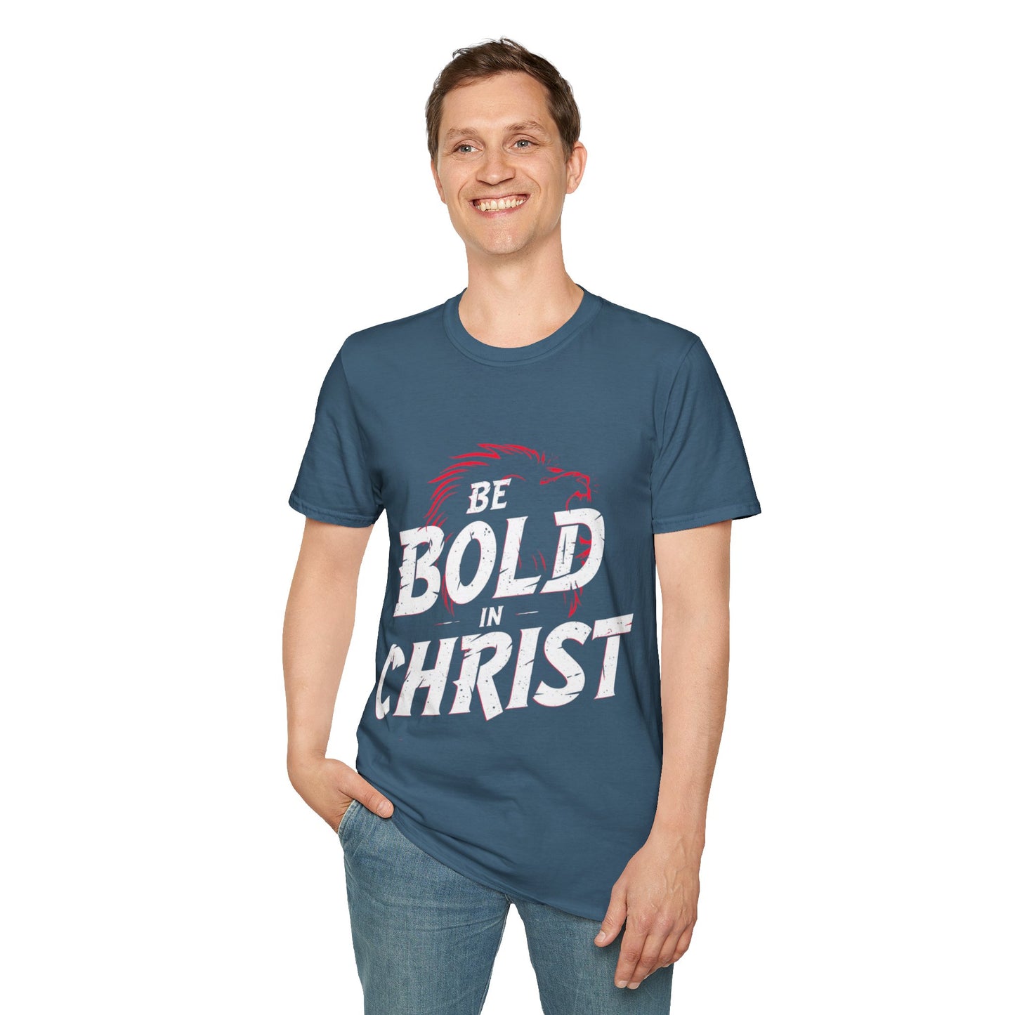 Be Bold in Christ T-Shirt | Christian Faith Tee, Lion Silhouette Typography