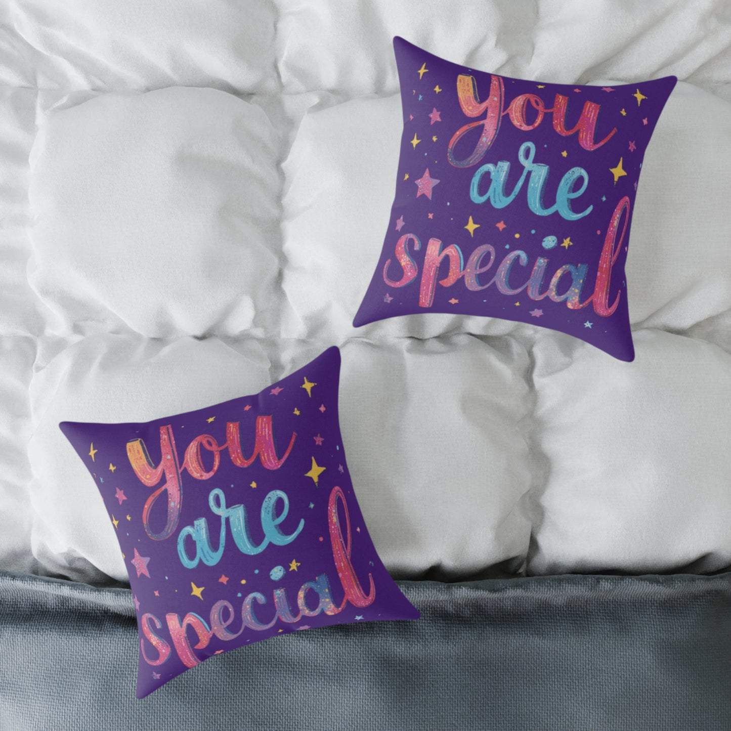 You Are Special pillow | Square Poly Canvas Pillow, inspirational typography