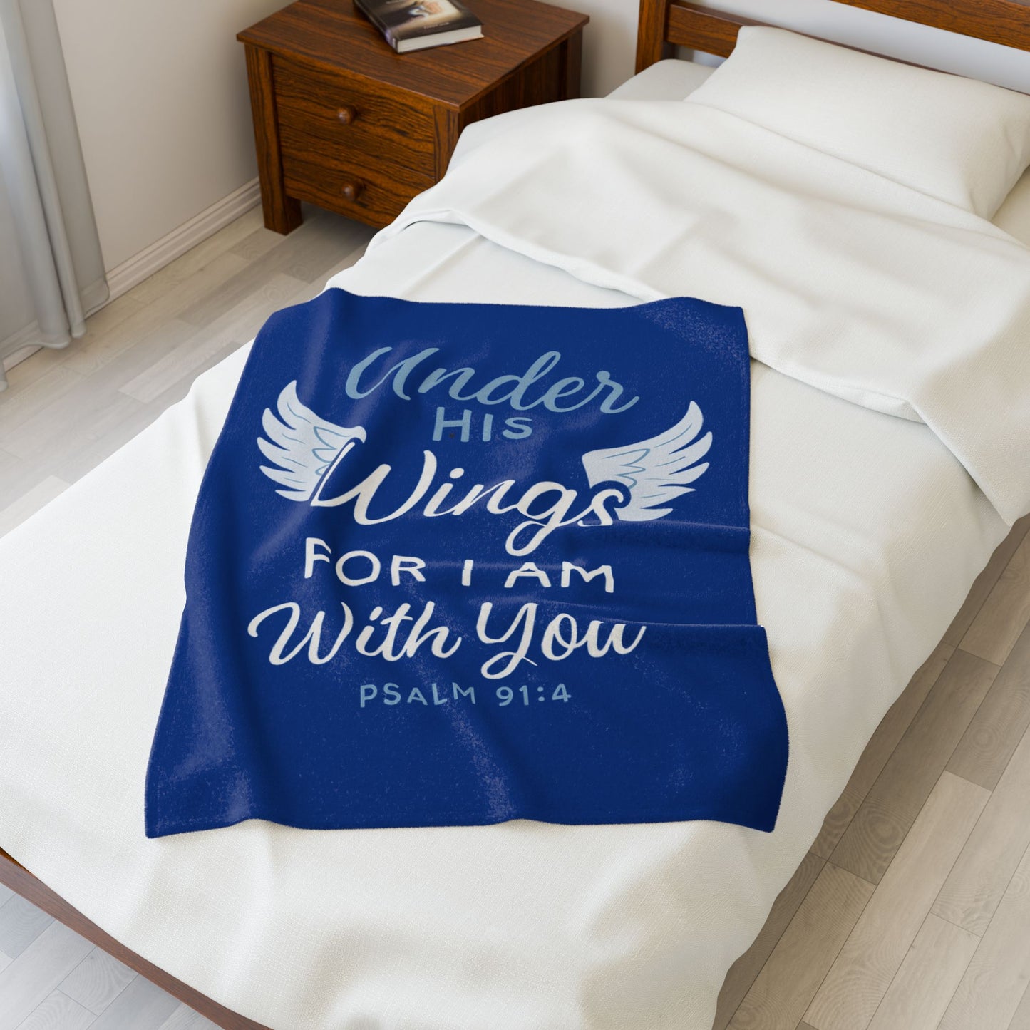 Cozy Inspirational Throw Blanket - Velveteen Plush Blanket with Wings and Psalm 91:4, Gift for Her, Home Decor, Comfort Blanket, [...]