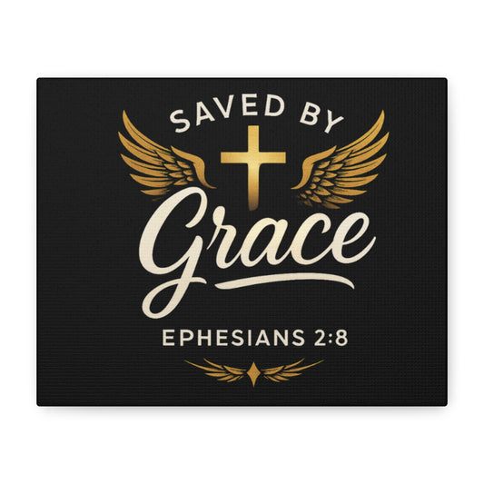 Christian Wall Art Canvas, Saved by Grace Inspirational Decor, Ephesians 2:8 Home Decoration, Faith-Based Gift, Religious Artwork, [...]