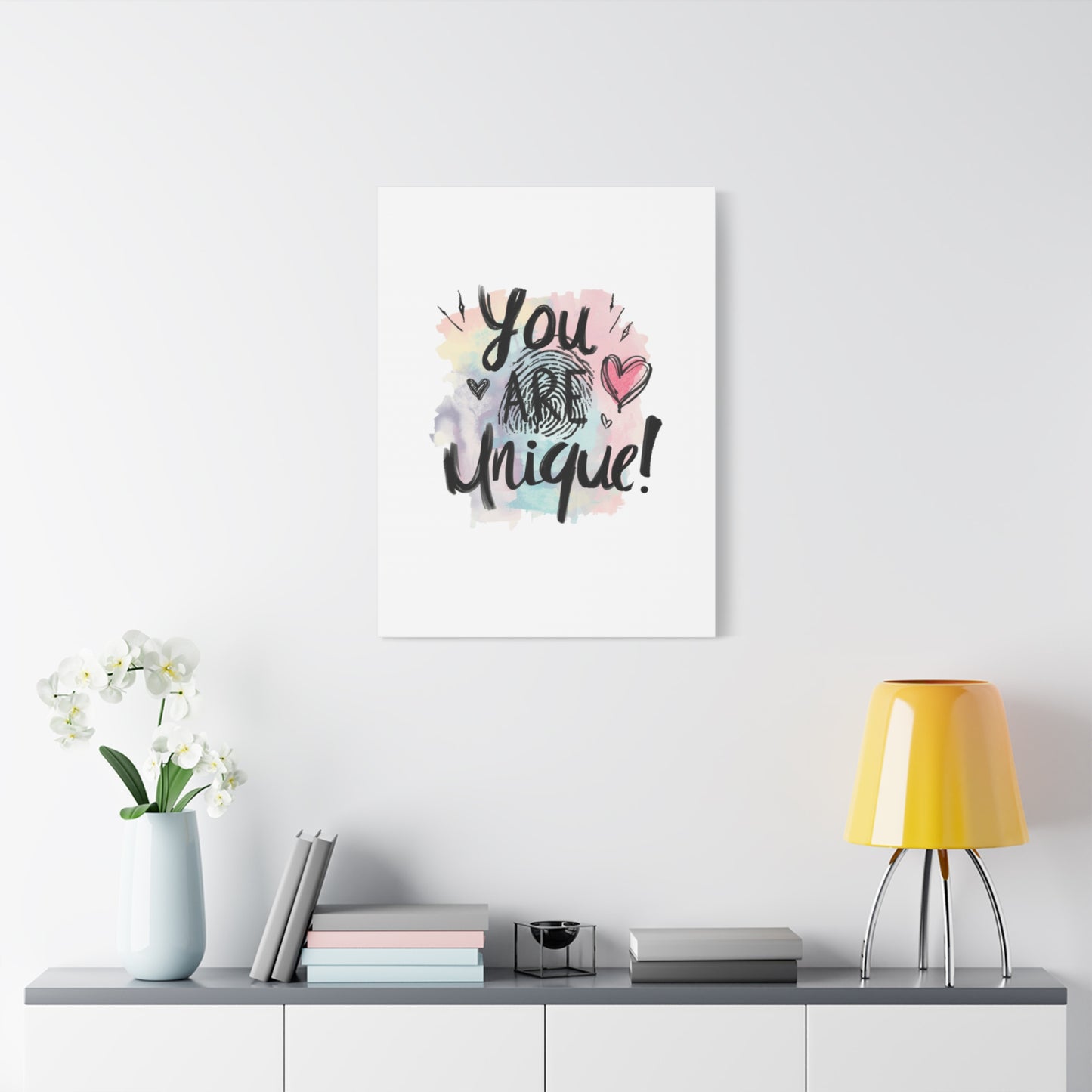 You Are Unique fingerprint heart canvas