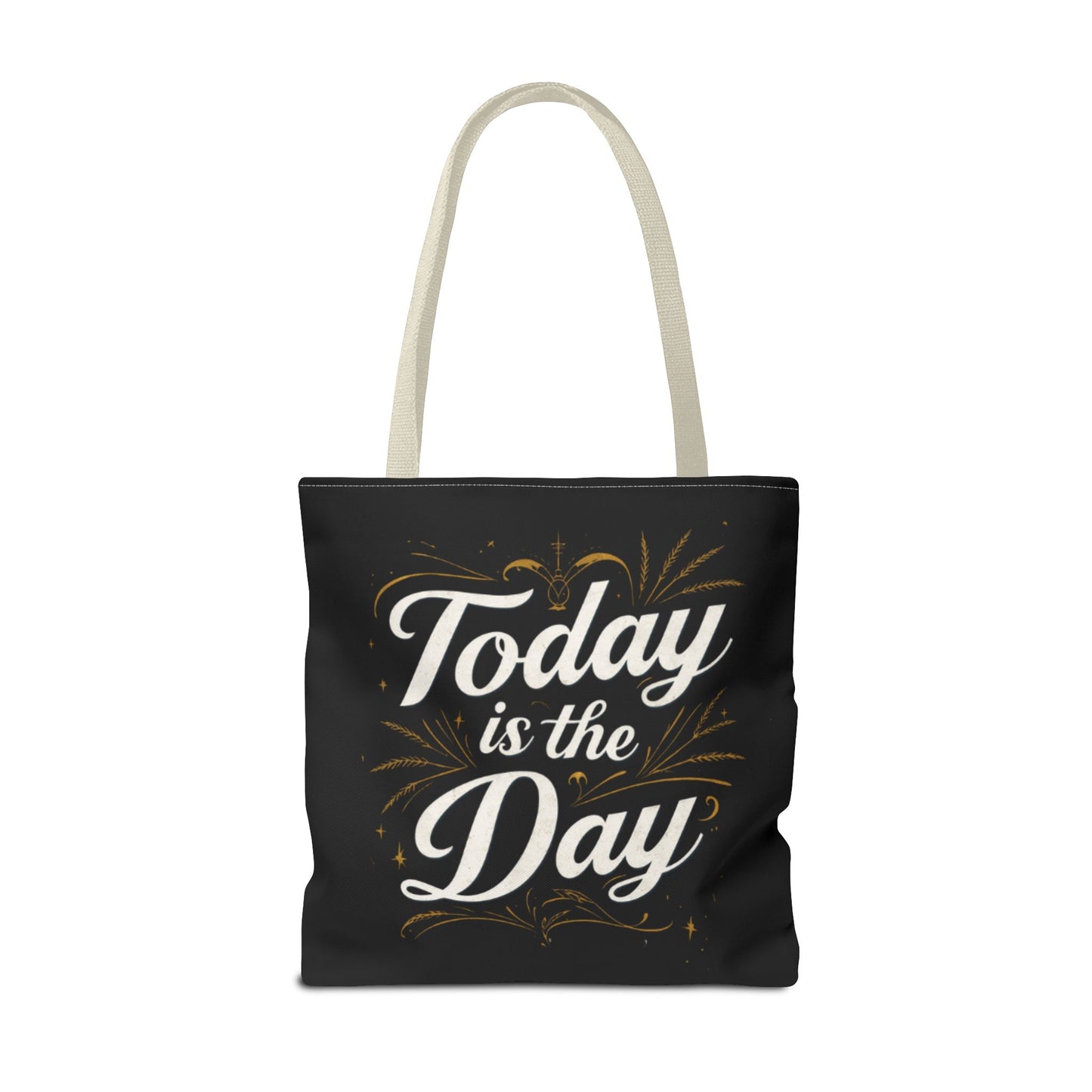 Today Is the Day tote bag | Hand-lettered script, charcoal motivational design