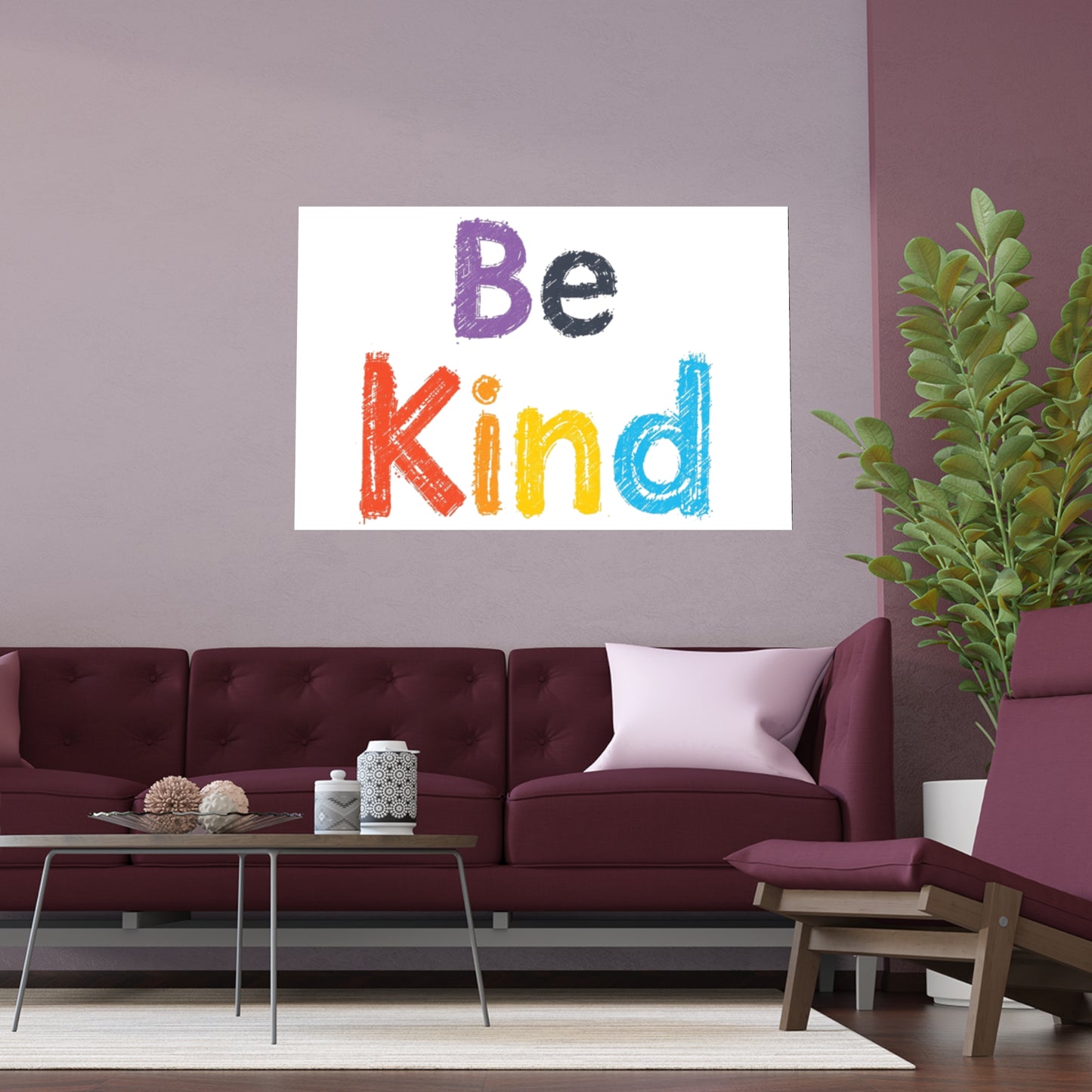 Be Kind colorful typography Poster | Silk Wall Art