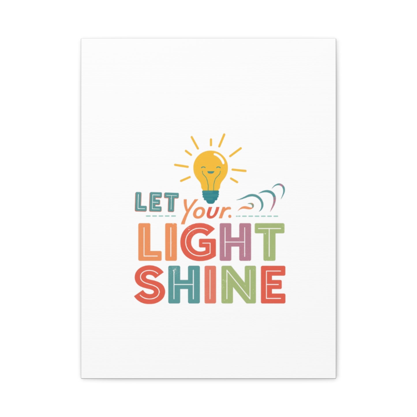 Let Your Light Shine Canvas Print | Smiling Lightbulb Wall Art