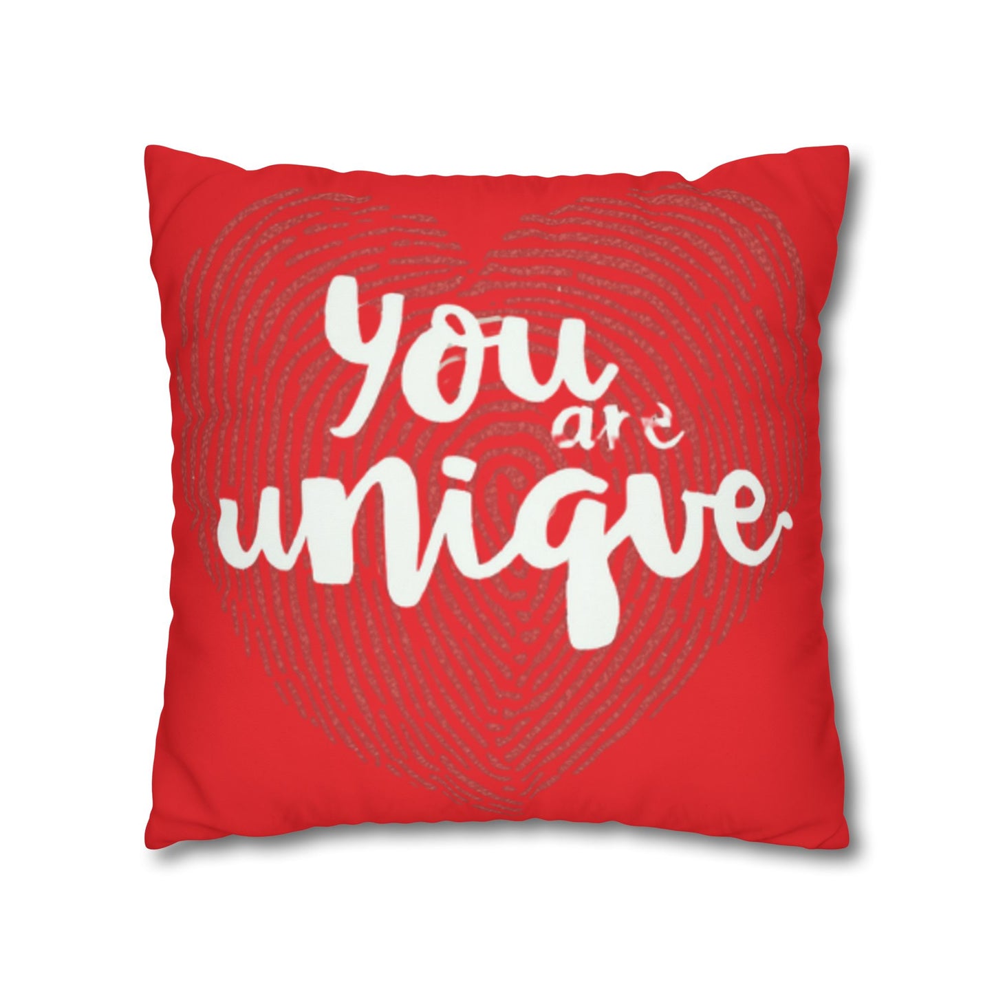 Hand-Lettered Message Red Pillowcase Square Poly Canvas Pillowcase | Bold Script Accent