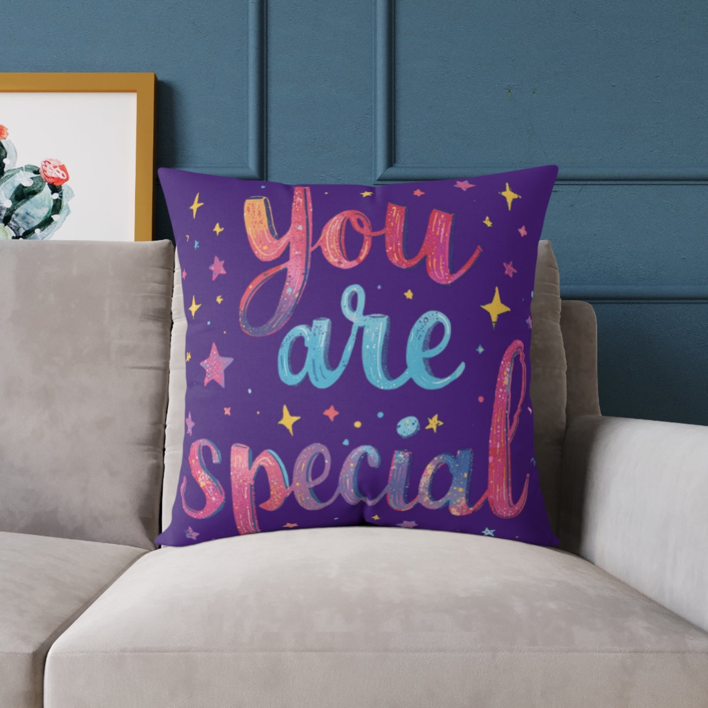 You Are Special pillow | Square Poly Canvas Pillow, inspirational typography