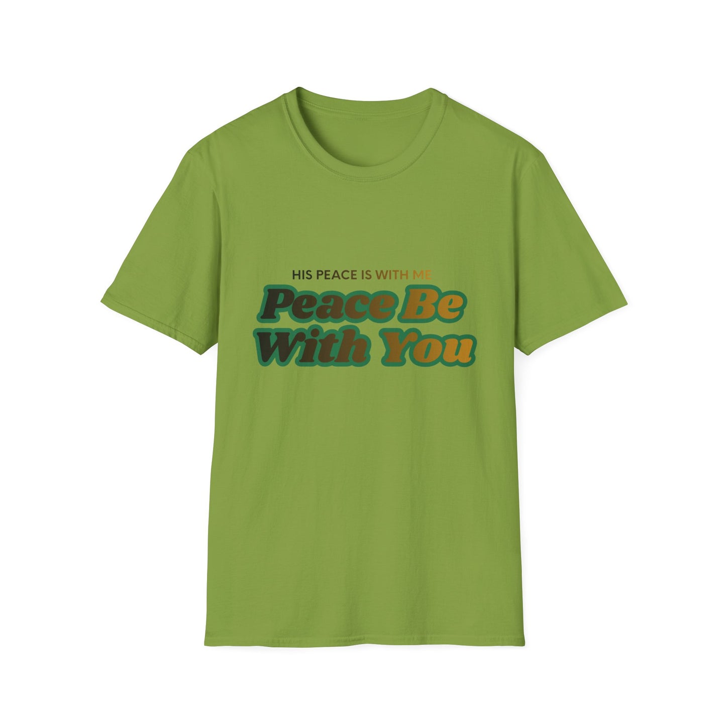 Peace Be With You T-Shirt | Retro Green Amber Lettering