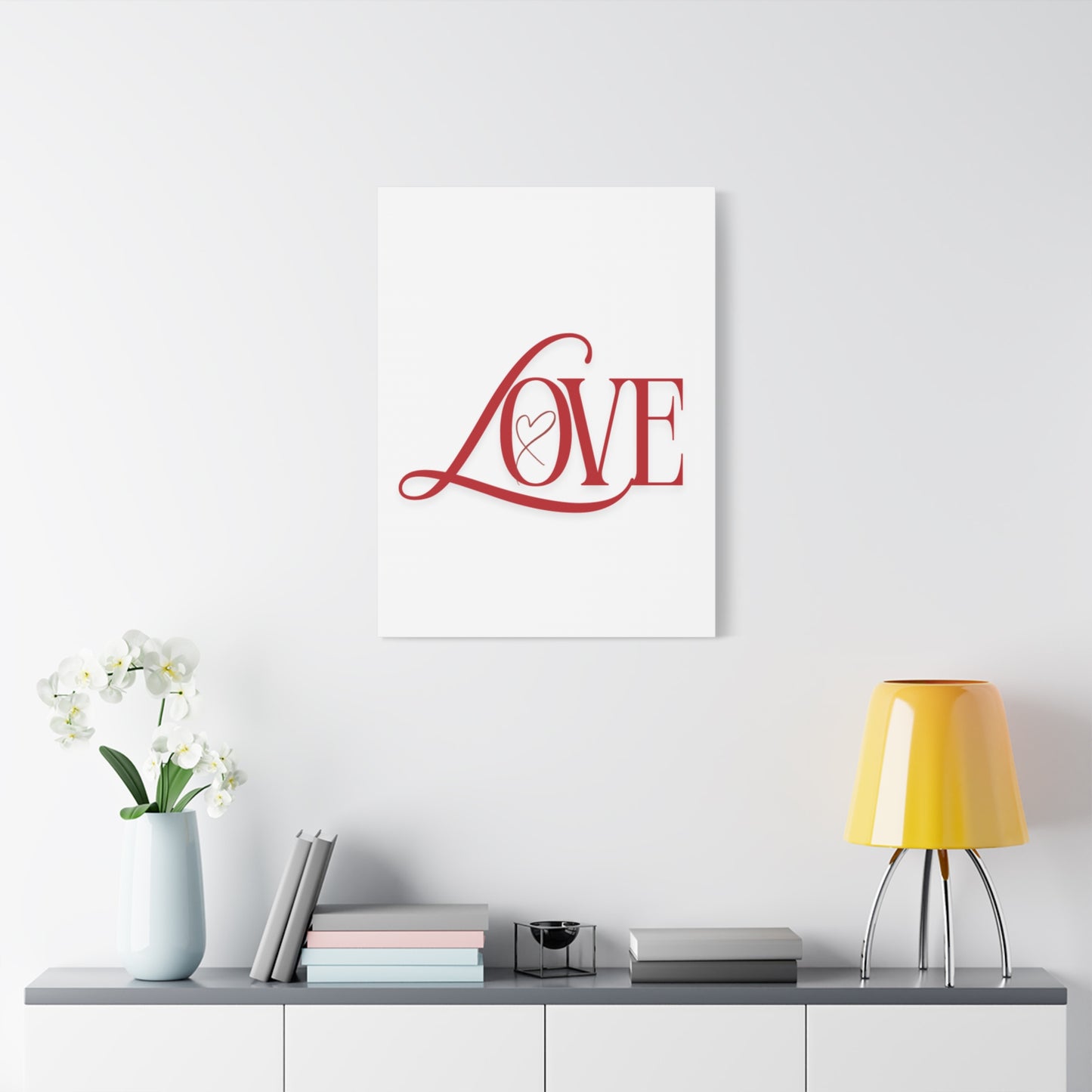 Red Script LOVE with Heart Canvas