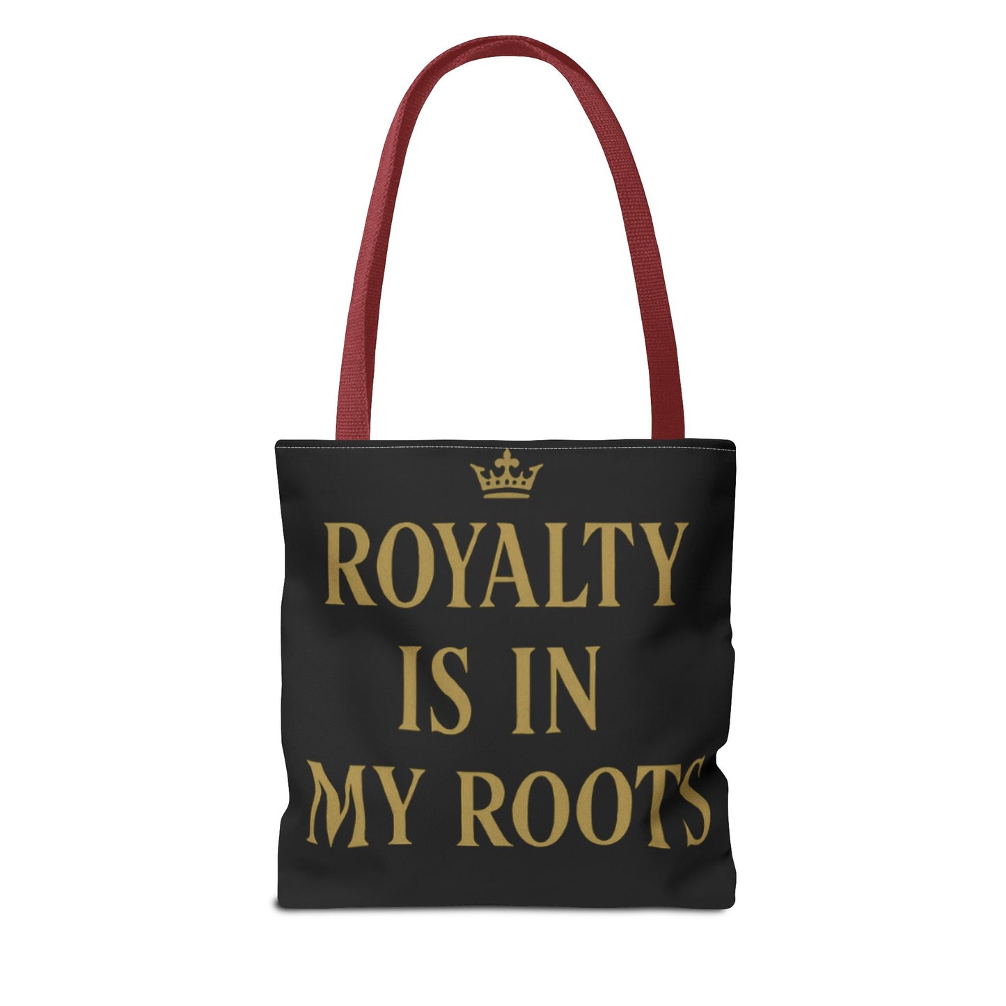 Royalty Is in My Roots Tote Bag - Stylish Eco-Friendly Carryall, Perfect Gift for Her, Black Gold Design, Daily Use, Travel Bag