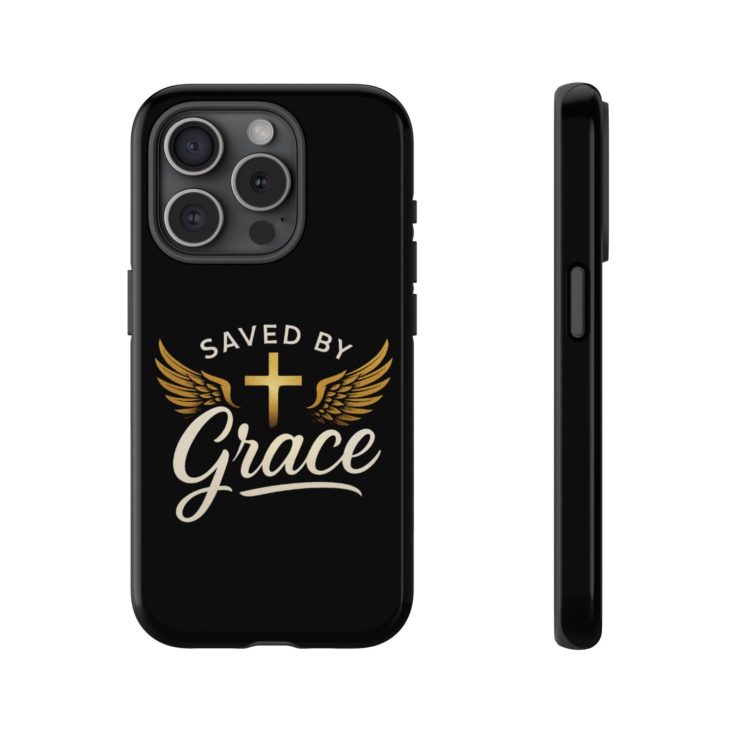 Christian Phone Case - Saved by Grace Design, Unique Gift for Believers, Inspirational Accessory, Stylish Christian Decor