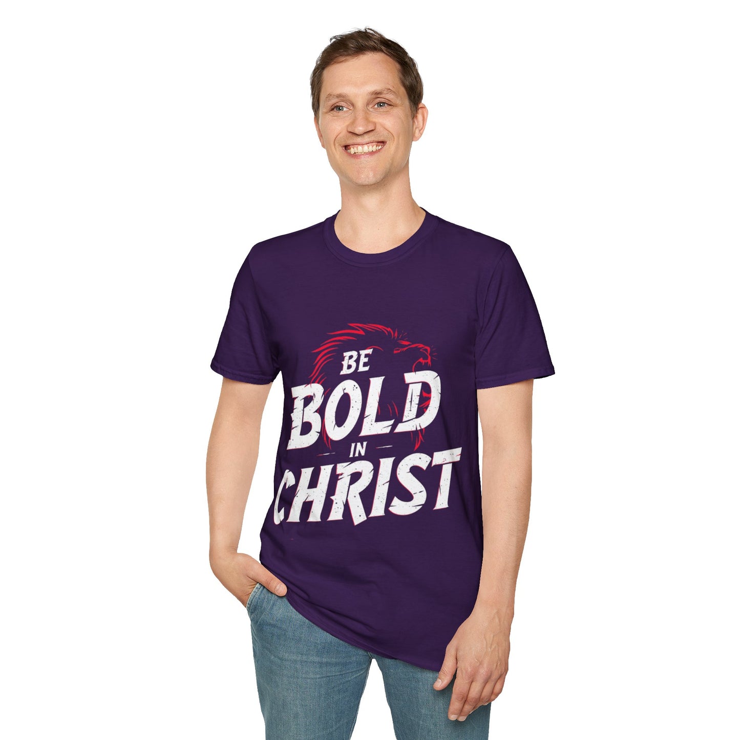 Be Bold in Christ T-Shirt | Christian Faith Tee, Lion Silhouette Typography