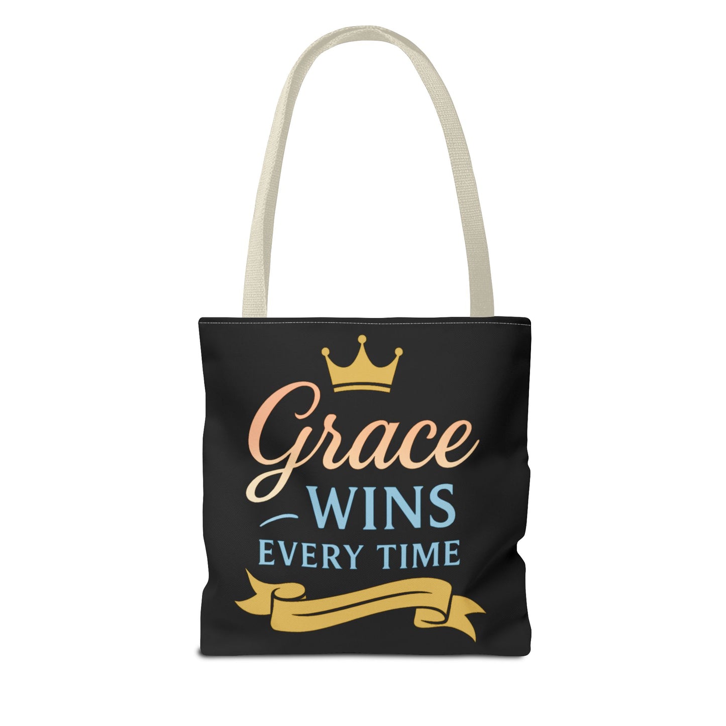 Grace Wins Tote Bag - Inspirational Quote Bag, Motivational Gift, Everyday Use, Fashion Accessory, Encouragement Gift