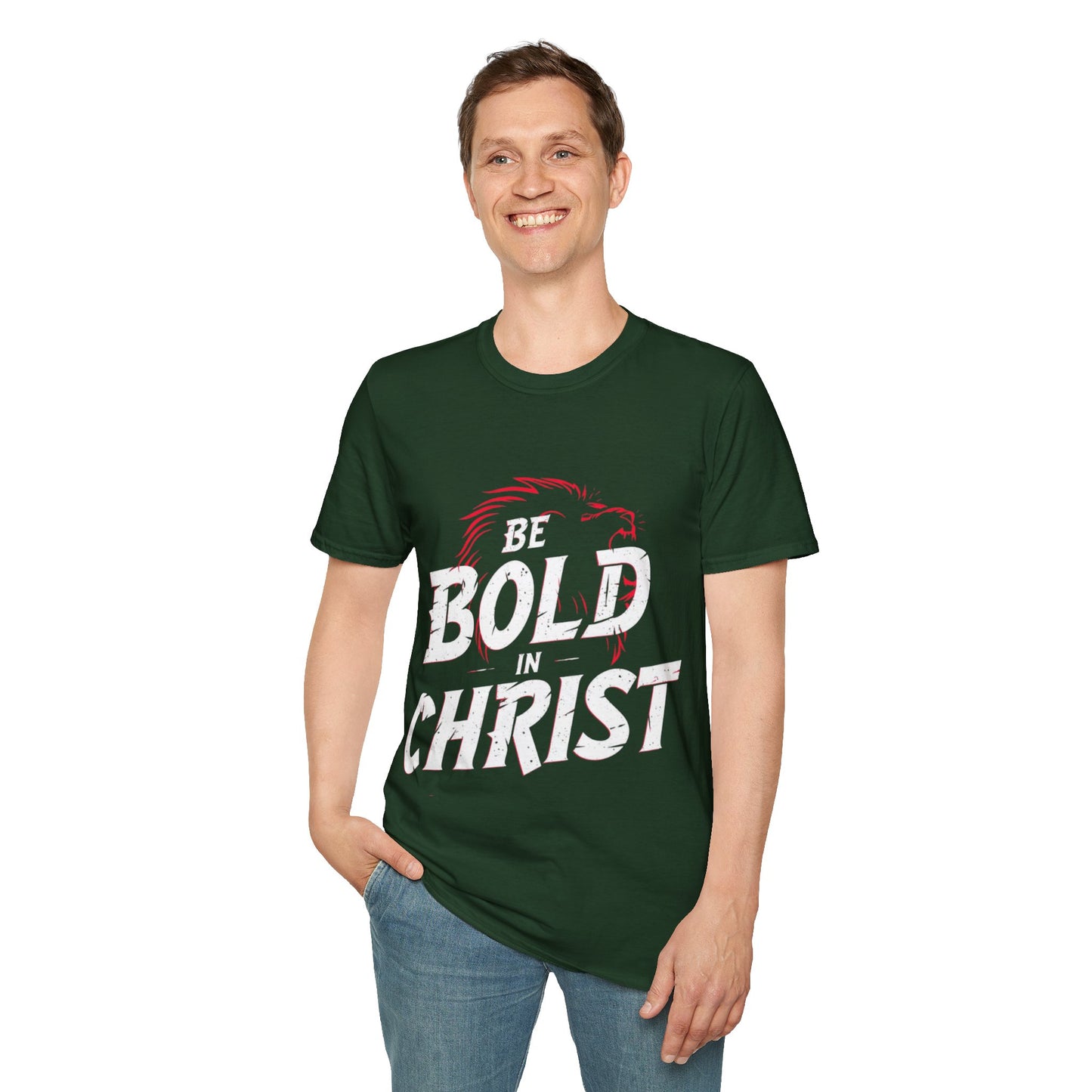 Be Bold in Christ T-Shirt | Christian Faith Tee, Lion Silhouette Typography