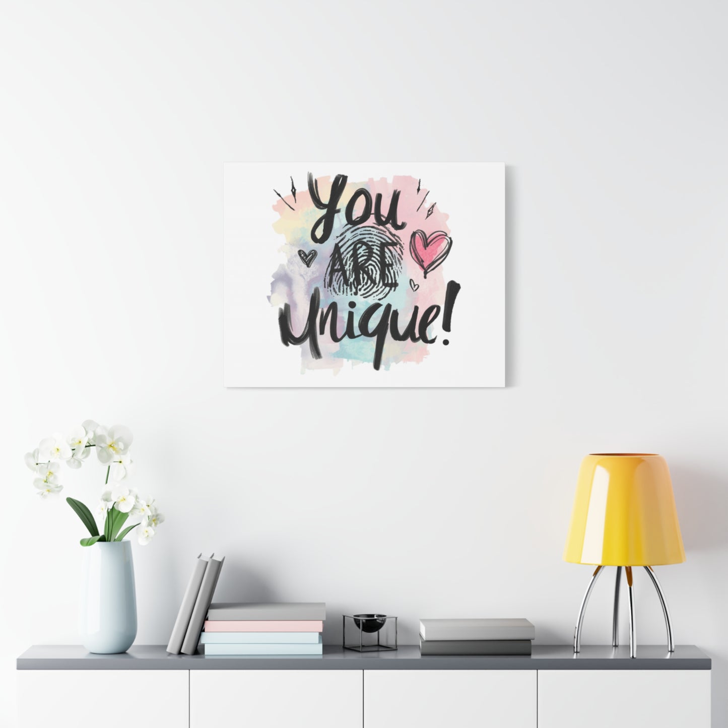 You Are Unique fingerprint heart canvas