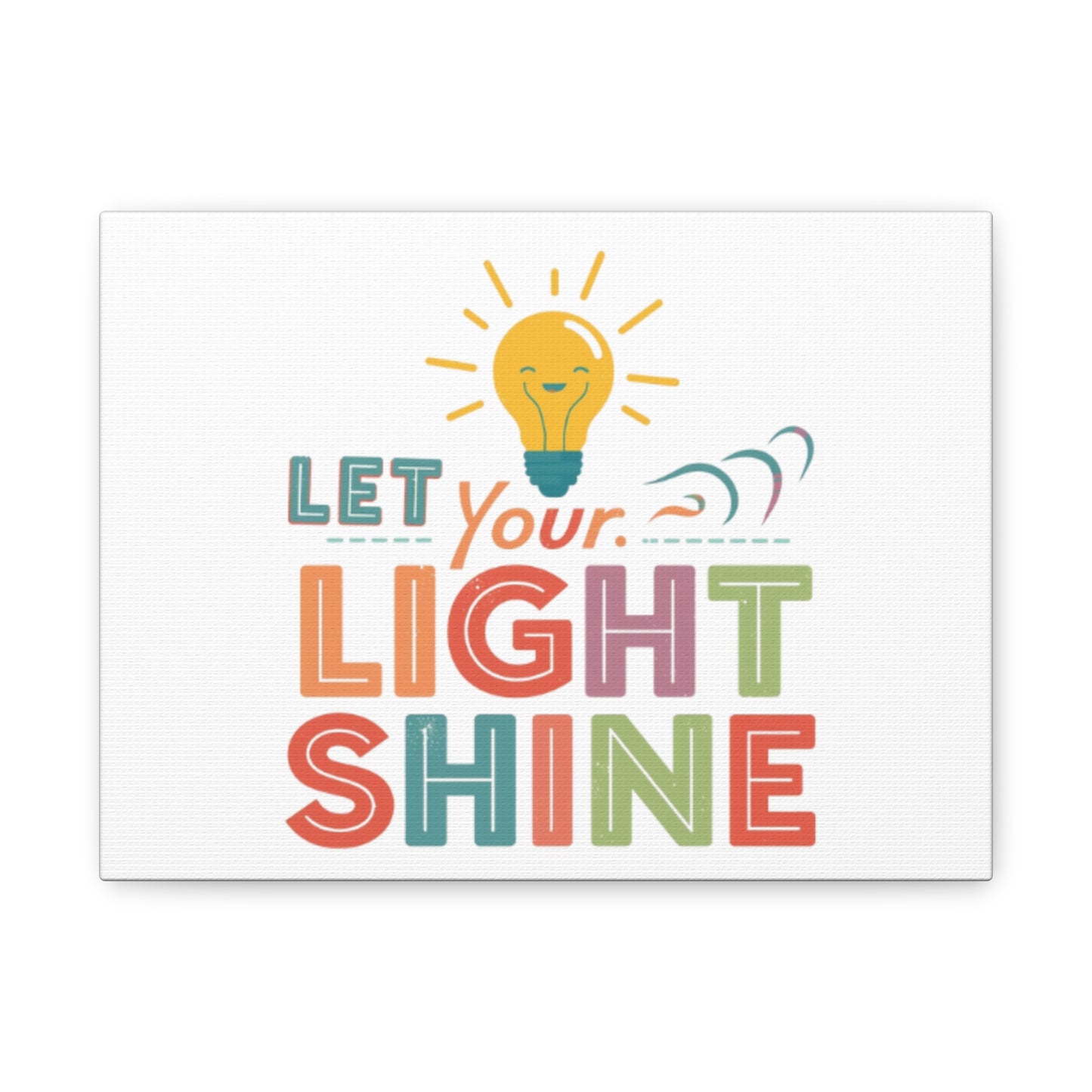 Let Your Light Shine Canvas Print | Smiling Lightbulb Wall Art