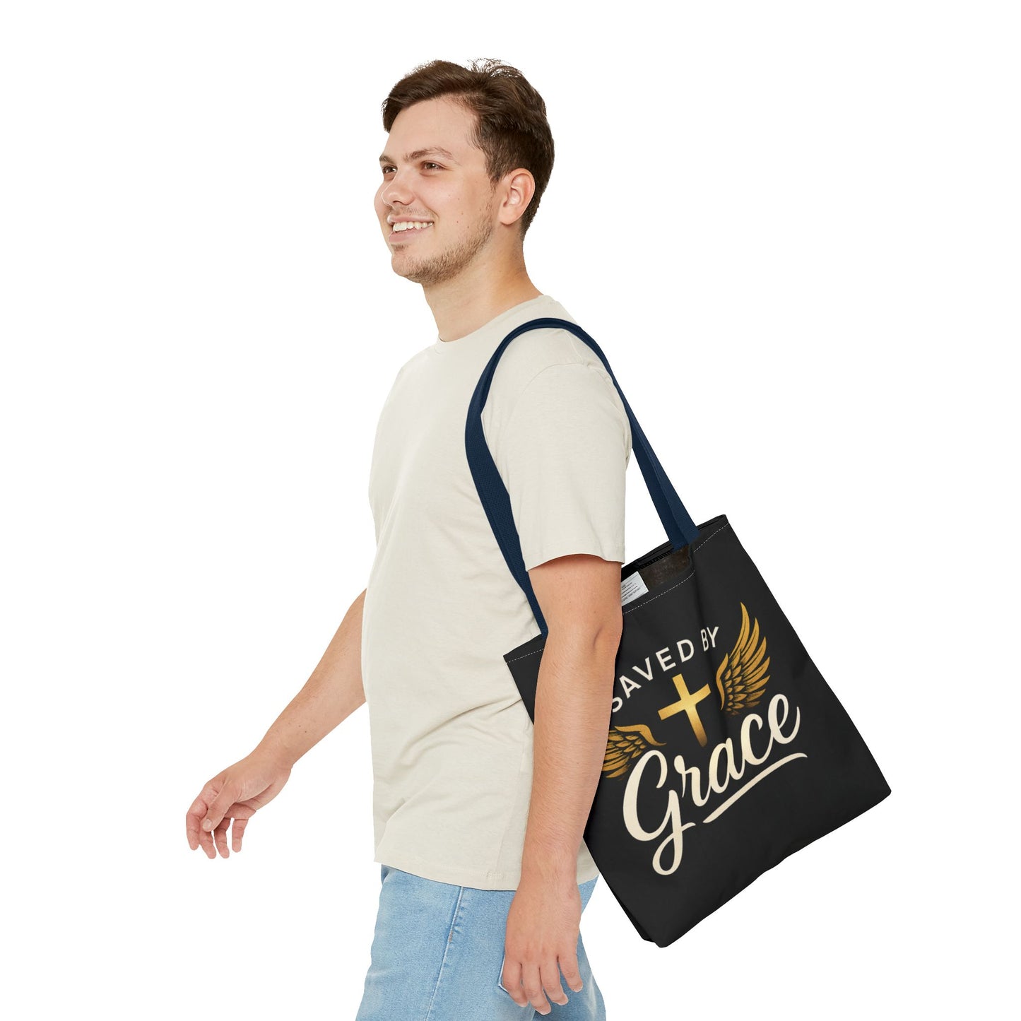 Saved by Grace Tote Bag | Inspirational Christian Gift for Faith, Spiritual Journey, Church Events, Everyday Use, Stylish Carryall