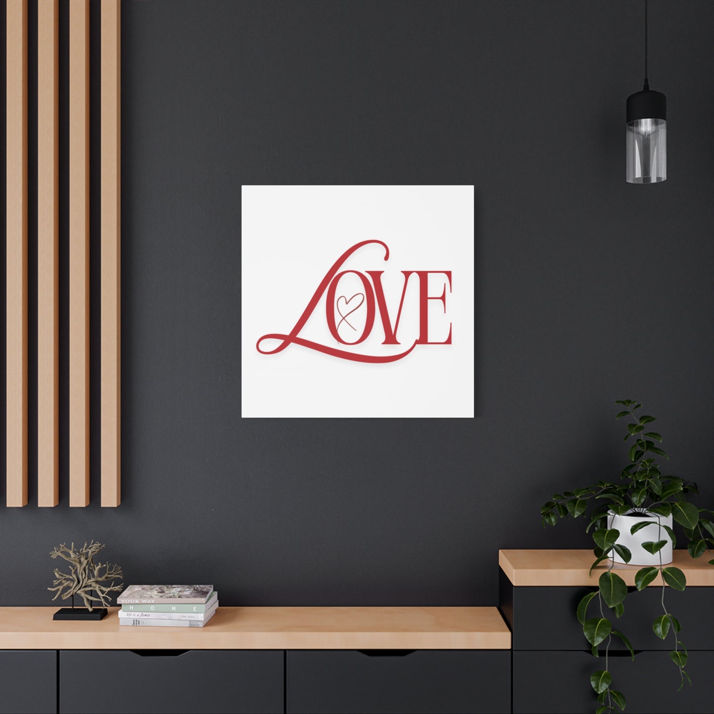 Red Script LOVE with Heart Canvas