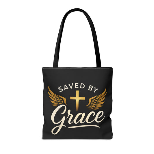 Saved by Grace Tote Bag | Inspirational Christian Gift for Faith, Spiritual Journey, Church Events, Everyday Use, Stylish Carryall